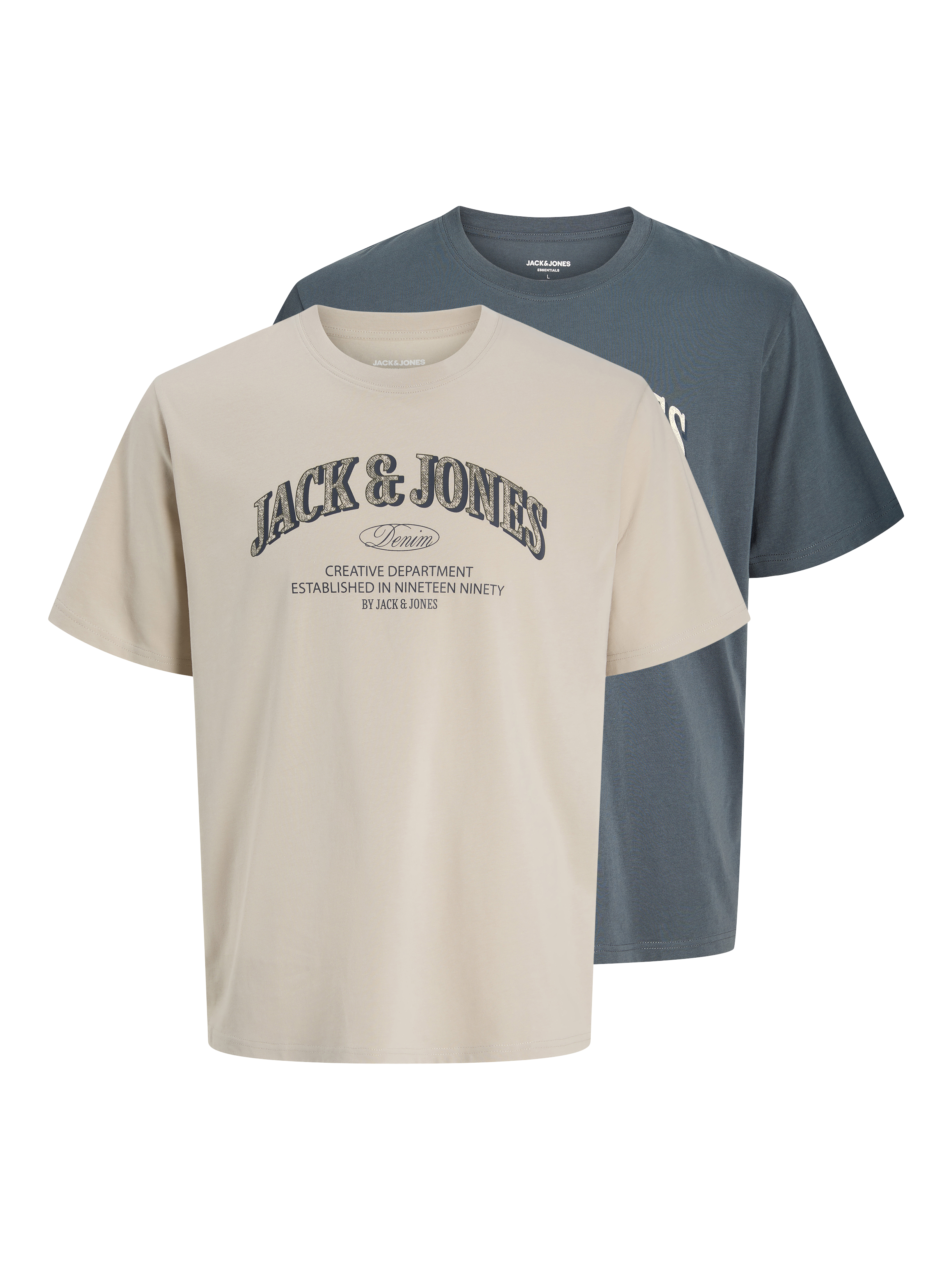 Jack & Jones T-Shirt "JJEDENVER LOGO TEE SS O-NECK 2PK MP" Packung, 2 aus Baumwolle, in Jersey-Qualität, gerade Passform, pflegeleicht