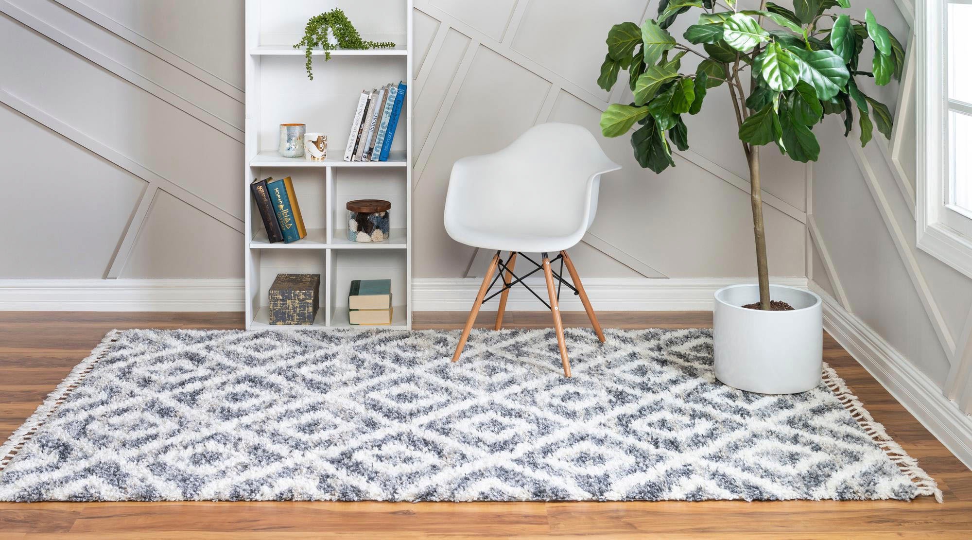 Myflair Möbel & Accessoires Hochflor-Teppich »Top Shag Lagerräumung«, rechteckig, 32 mm Höhe, gewebt, Rauten Design, melierte Optik, weich & kuschelig, mit Fransen