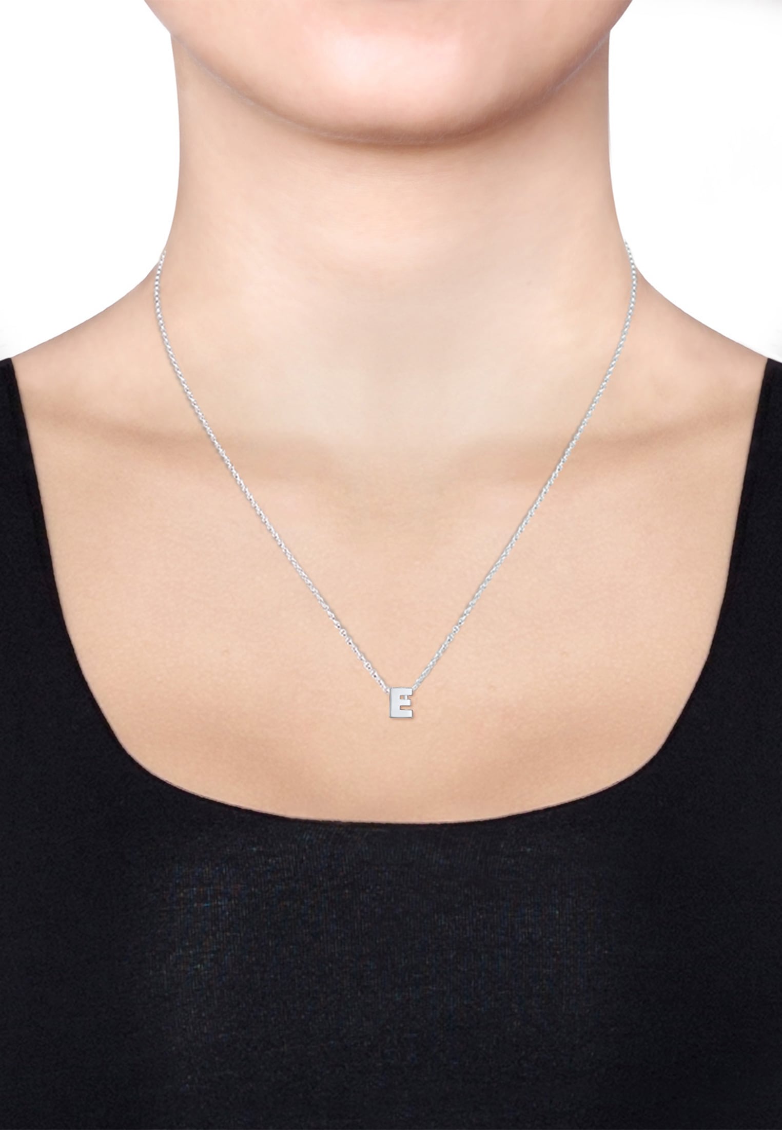 Elli Kette mit Anhänger »Buchstabe E Initialen Trend Minimal 925 Silber«