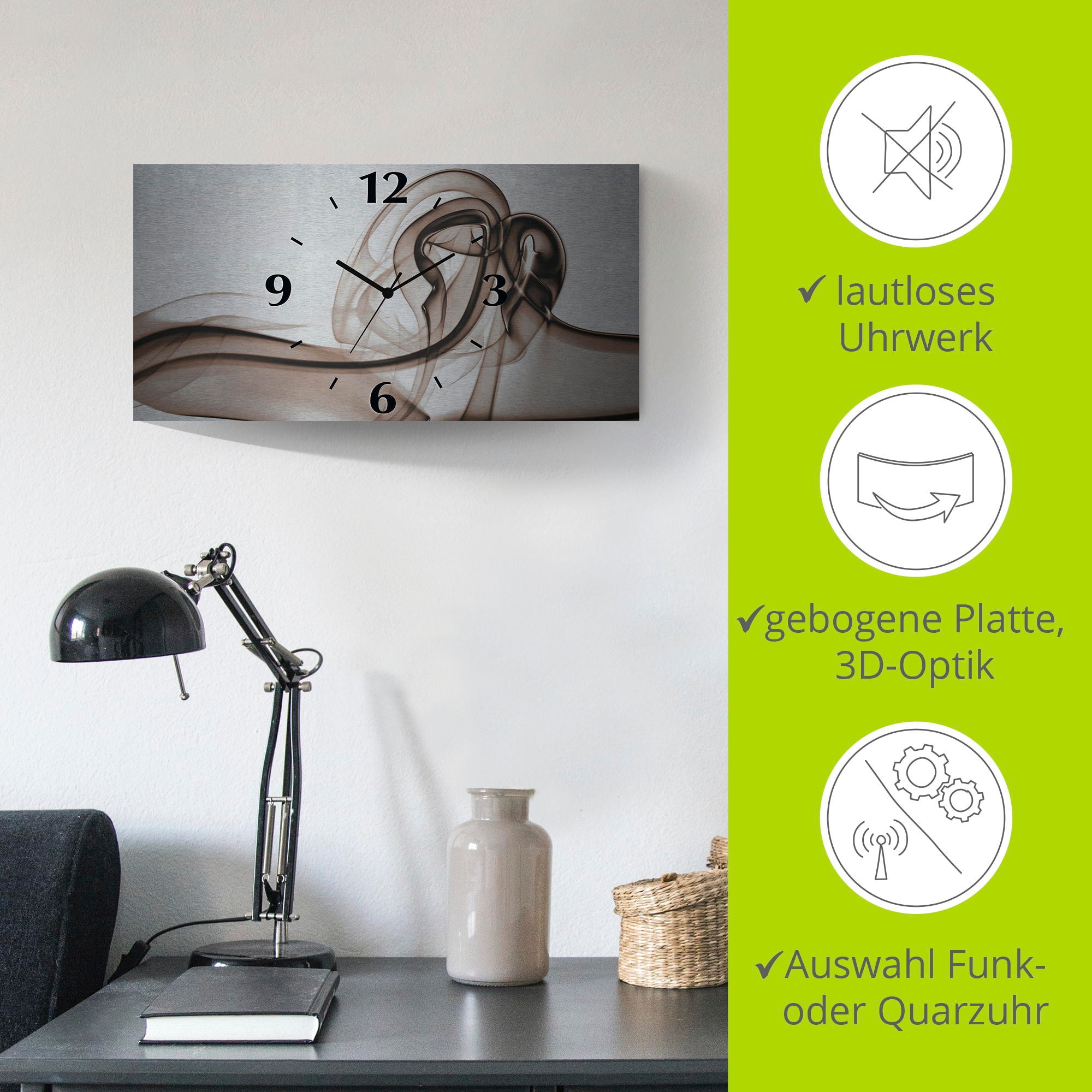 Artland Wanduhr »Aufeinandertreffen Hintergrund- braun« 3D Optik gebogen, mit Quarz- oder Funkuhrwerk, versch. Größen