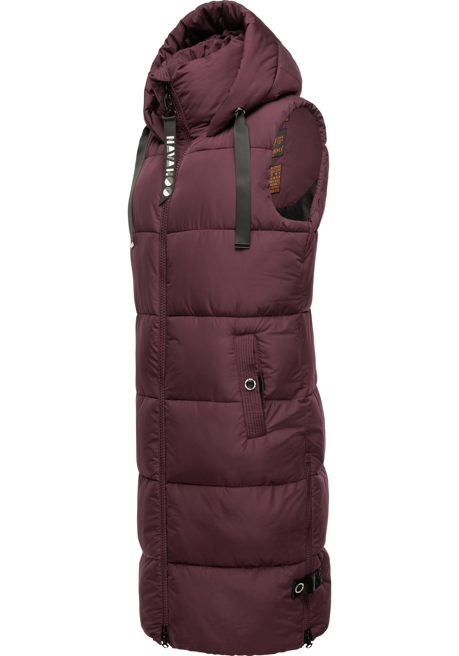 Navahoo Steppweste "Schnuffelchen" 1 Stk. warme Damen Outdoor-Weste lang mit Kapuze