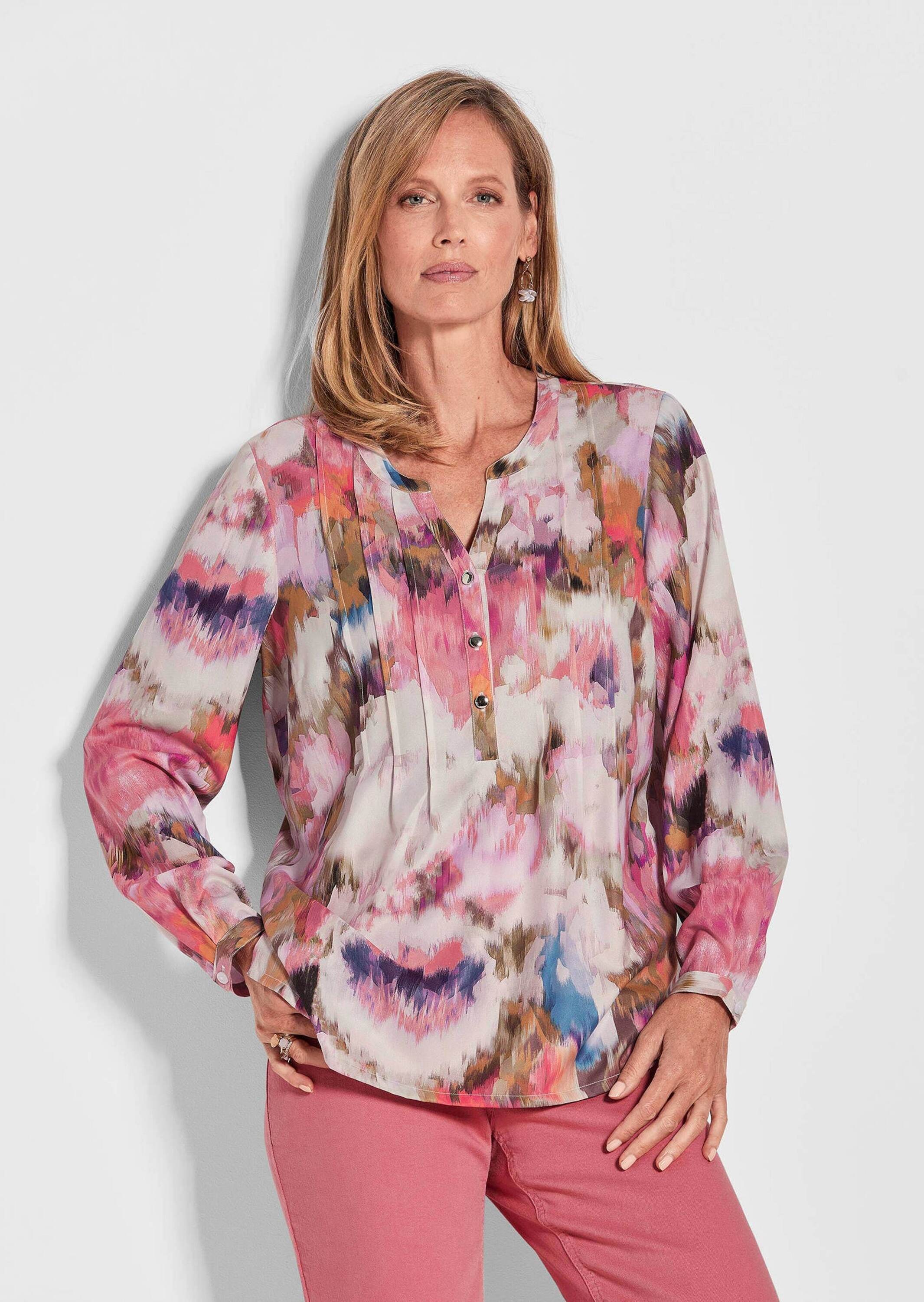 GOLDNER Kurzarmbluse "Kurzgröße Damen Tunikabluse mit Rundhalsausschnitt in günstig online kaufen