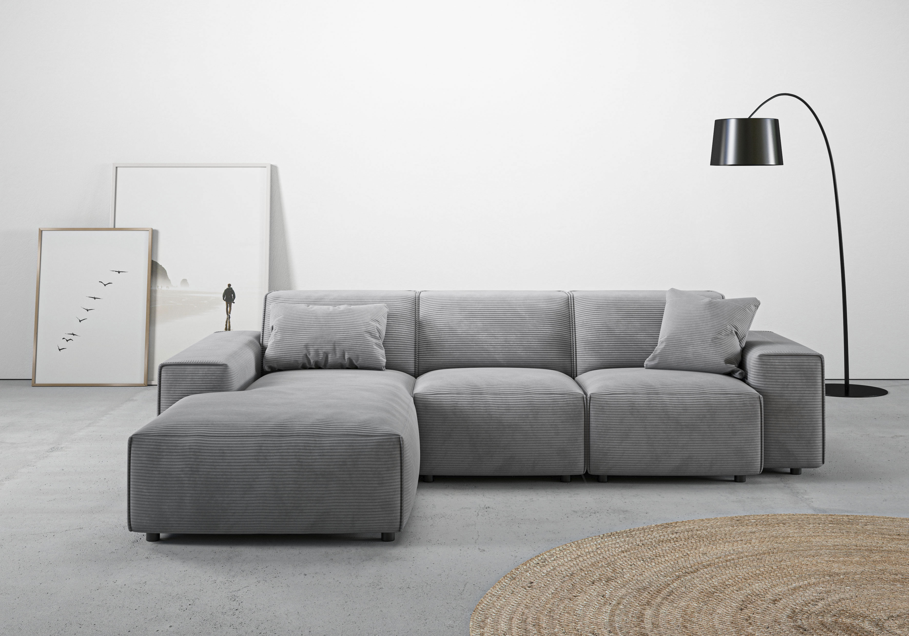 Home affaire Ecksofa "Glimminge L-Form auch in Breitcord, Feincord + Easy care-Bezug," Breite 264, Zierkissen
