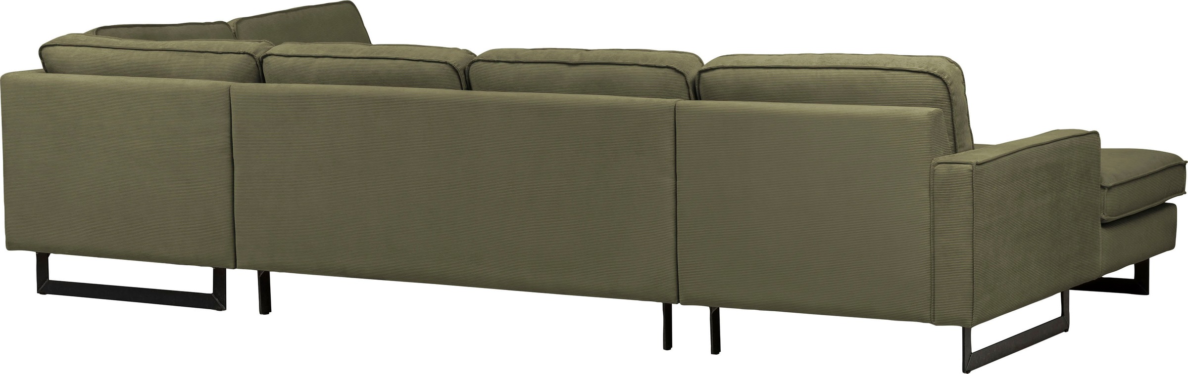 Places of Style Wohnlandschaft »Pinto, 350 cm, U-Form, XXL, mit Ottomanen«, Cord, Chenille, Lederoptik, mit Keder, Metallfüße, Wellenunterfederung