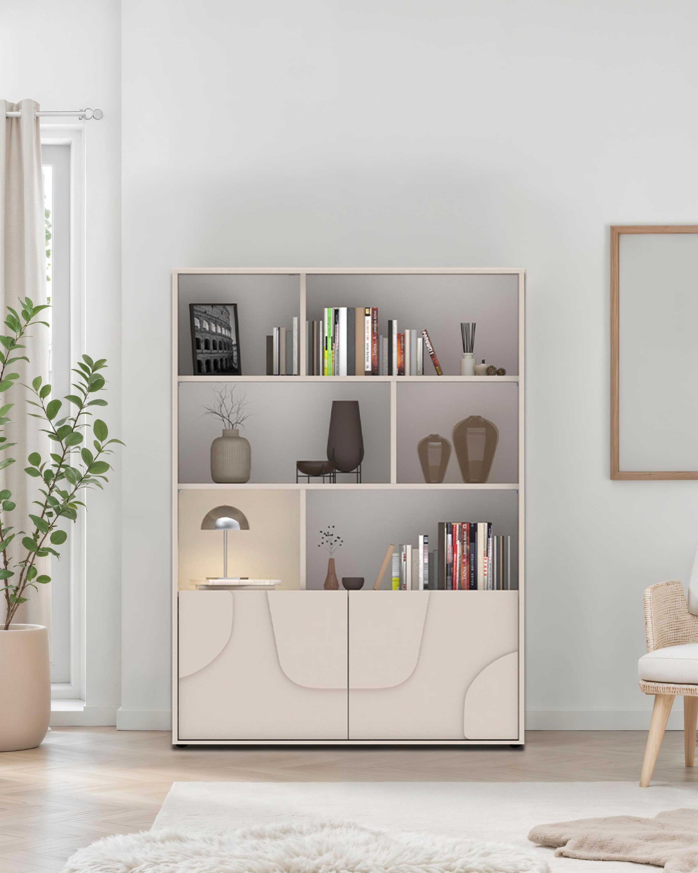 INOSIGN Highboard "Stone, H 155/141, B 105 cm, 2 Türen, 6 offene Fächer, Re günstig online kaufen