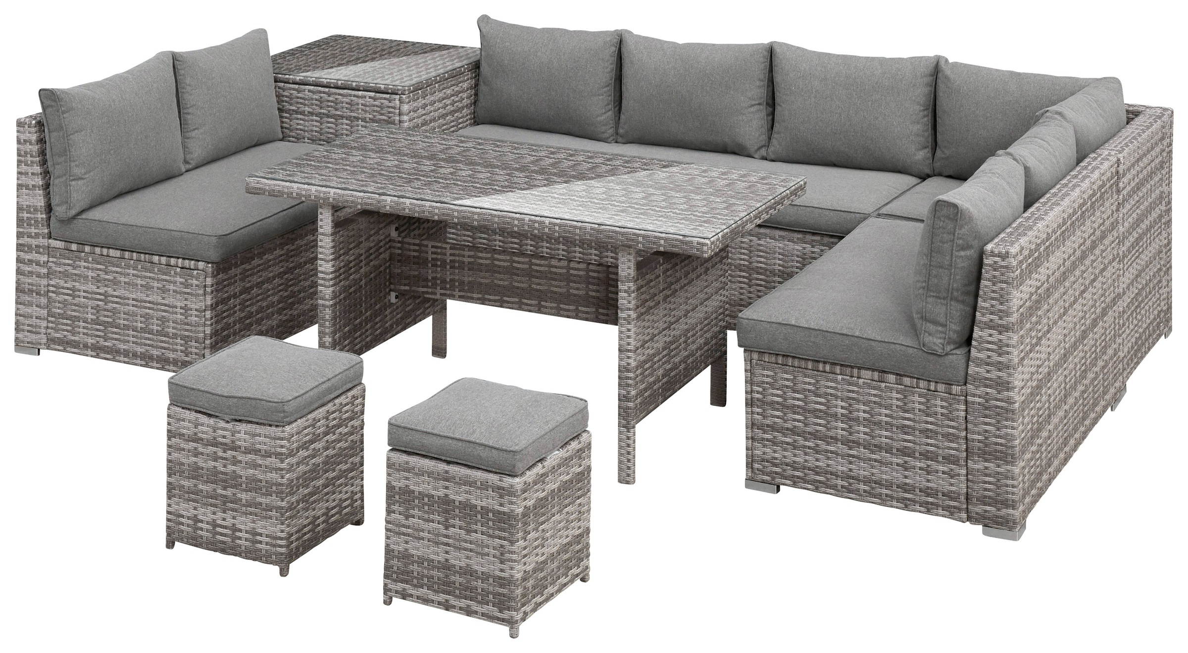 KONIFERA "Kalamos" Set, 3er-Sofa, 2x 2er Sofa, Ecksofa, 2x Hocker, 2x Tisch günstig online kaufen