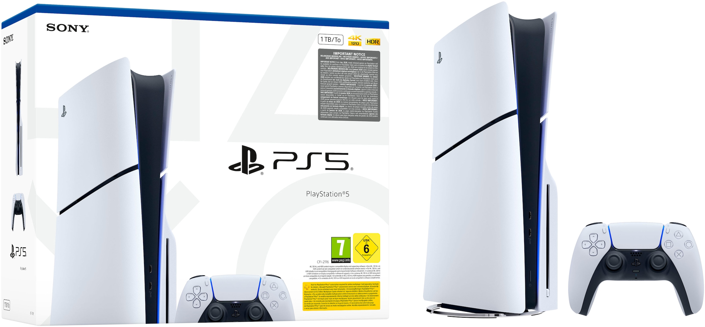 PLAYSTATION 5 Spielekonsole "PS5 Disk Edition (Slim)", weiß, schwarz, B:9,6cm H:35,8cm T:21,6cm, Spielekonsolen, Topseller - Einheitsgröße