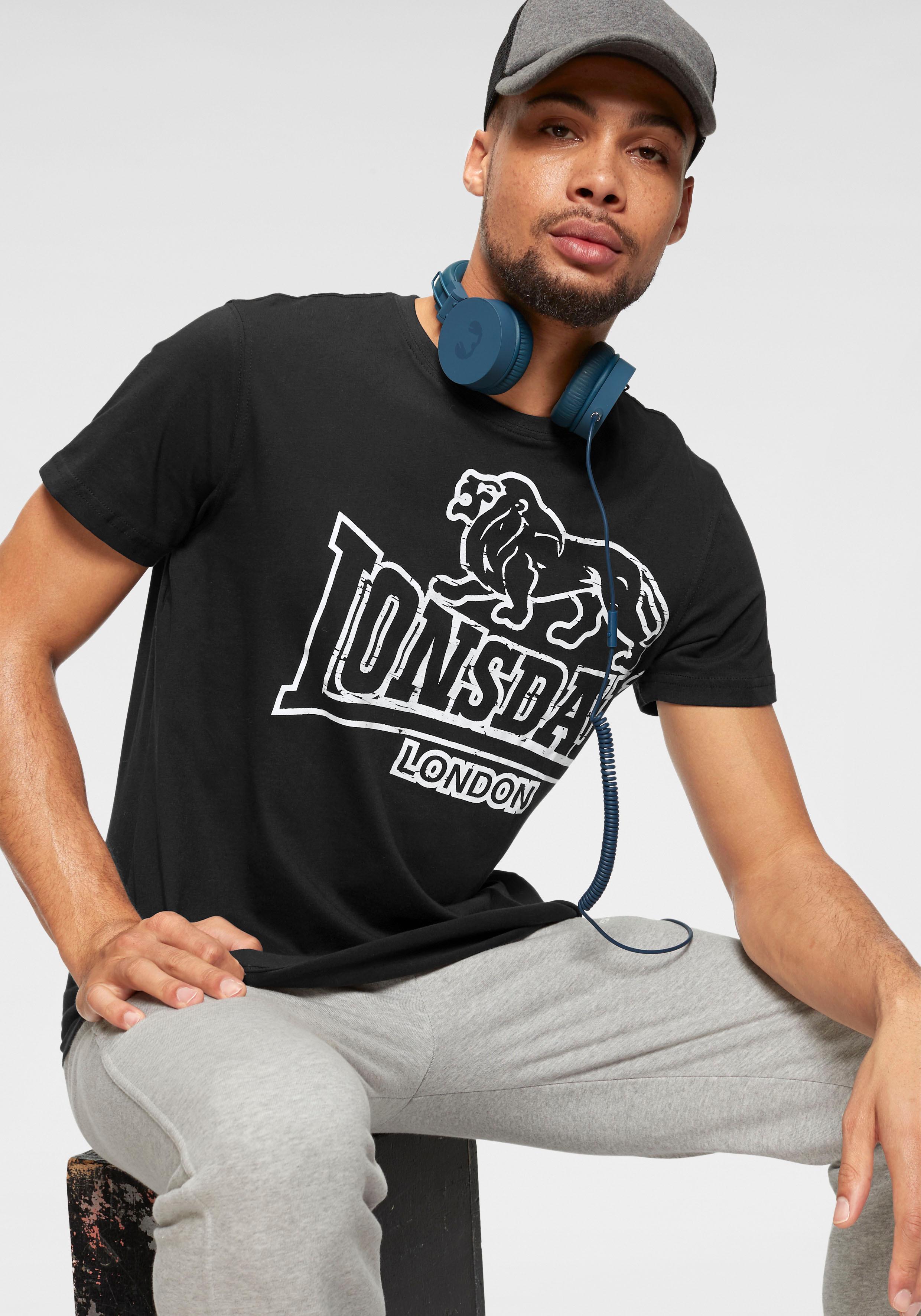 Lonsdale T-Shirt "LANGSETT" mit großem Logoprint im Vintagestyle, Kurzarm, aus Baumwolle