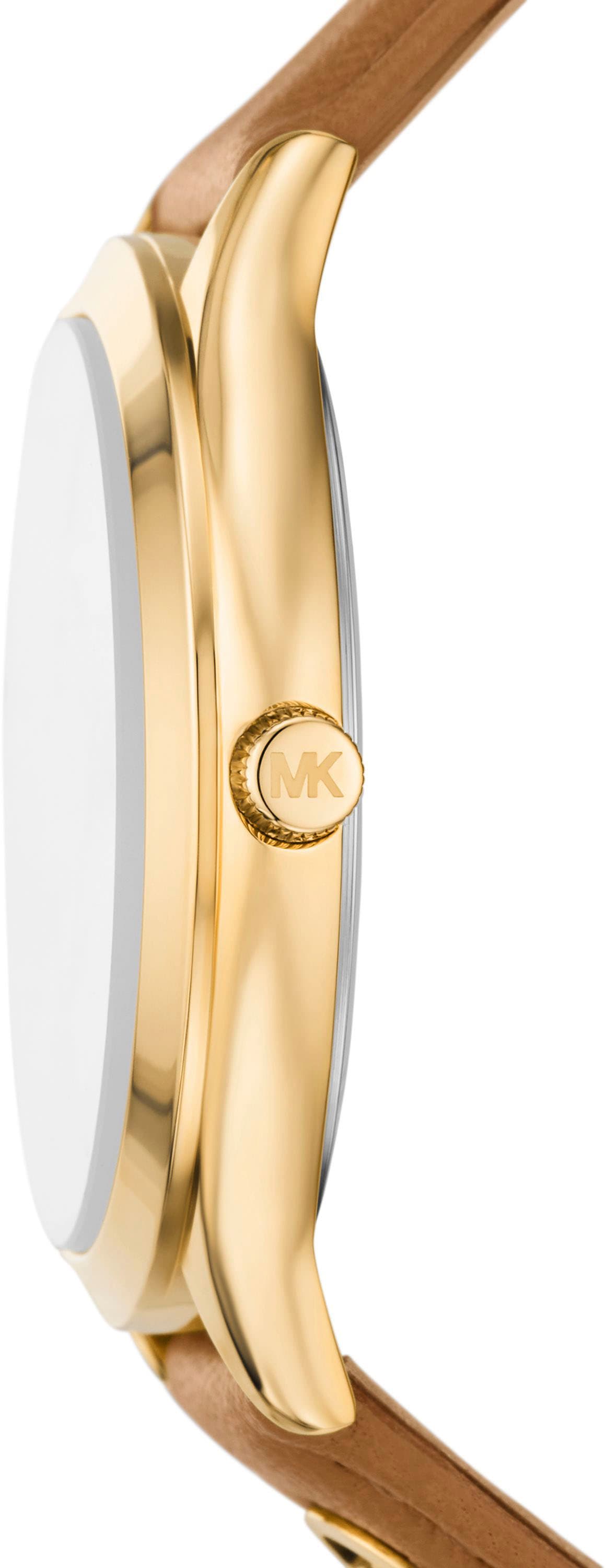 MICHAEL KORS Quarzuhr »SLIM RUNWAY«, Armbanduhr, Damenuhr, Lederarmband, analog