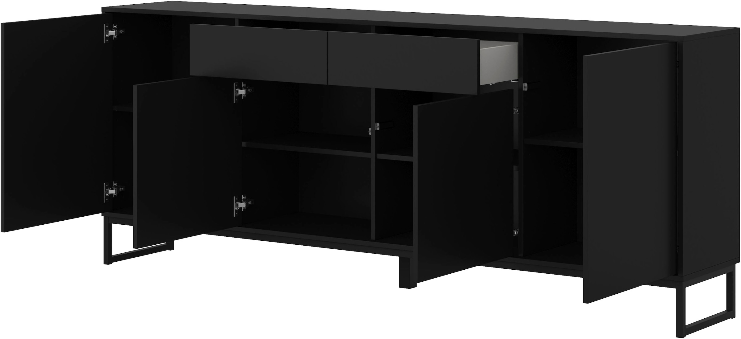 OTTO home Sideboard »Olbia, Breite 208,5 cm, grifflose Kommode 4 Türen/2 Schubkästen.« Schubladenkommode mit viel Stauraum, Einlegeböden verstellbar