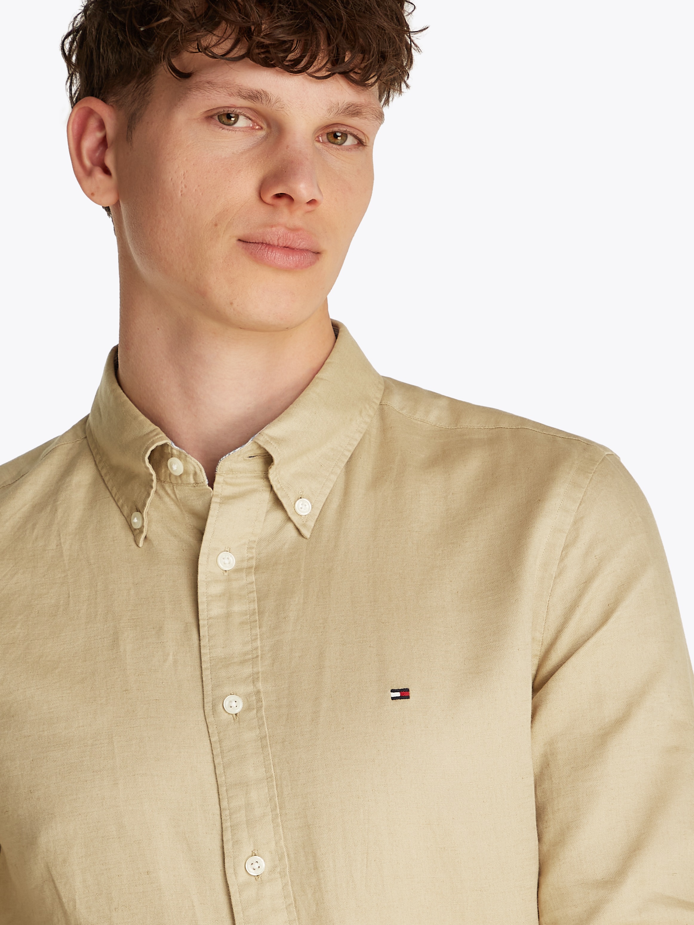 Tommy Hilfiger Langarmhemd "LINEN BLEND SOLID Regular Fit SHIRT", mit Butto günstig online kaufen