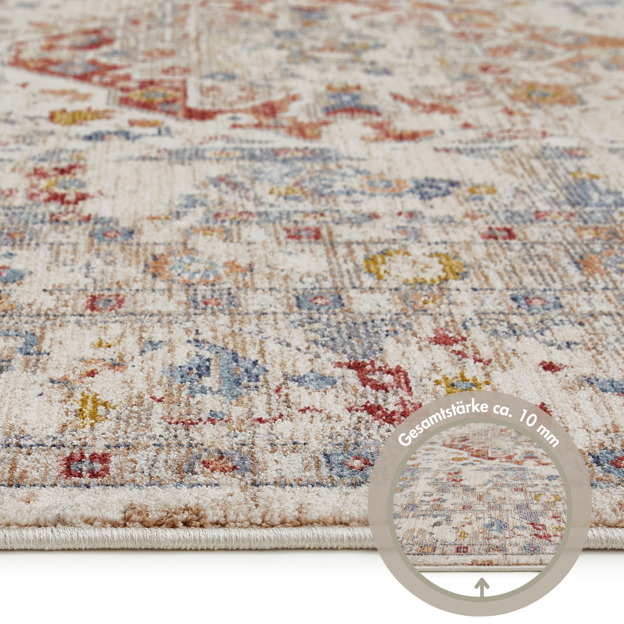 LUXOR living Teppich »Rocco«, rechteckig, 11 mm Höhe, Vintage-Look, florales Design, mit Fransen, Wohnzimmer, Schlafzimmer