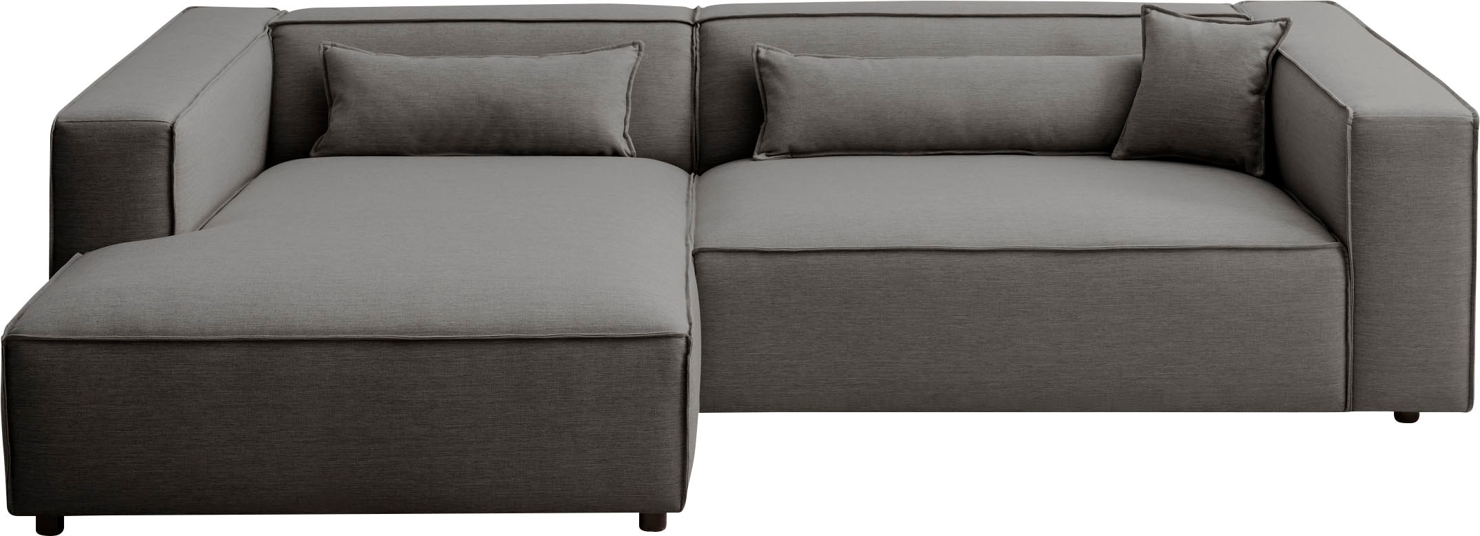 LeGer Home by Lena Gercke Ecksofa »PIARA XXL, Big-Sofa in Cord oder Leinenoptik, L-Form, mit Kedernaht«, wahlweise Ottomane rechts/links, schwarze Füße, extra tiefe Sitzfläche