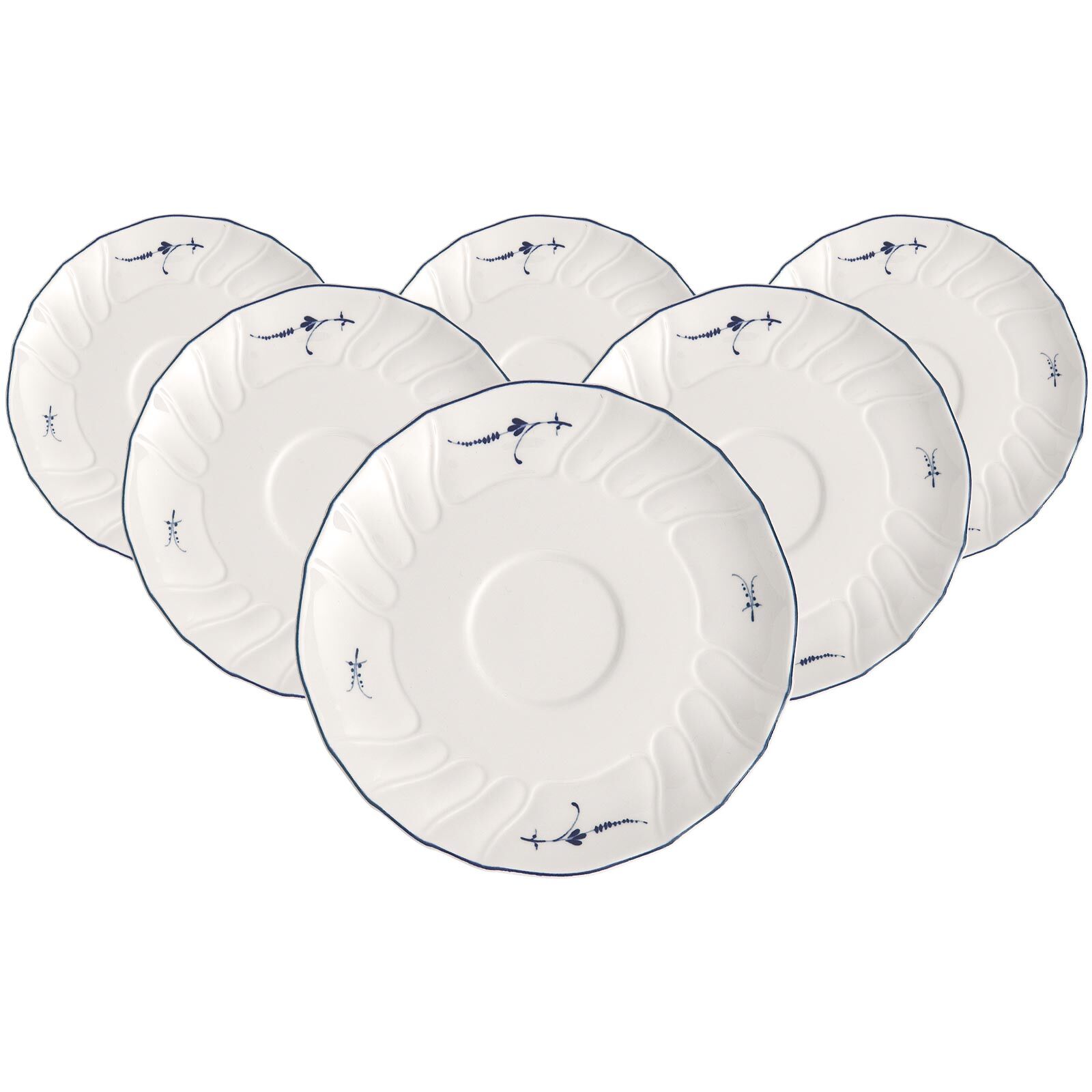 Villeroy & Boch Untertasse "Kaffeeuntertassen Vieux Luxembourg ø 14 cm 6er Set weiß-blau"