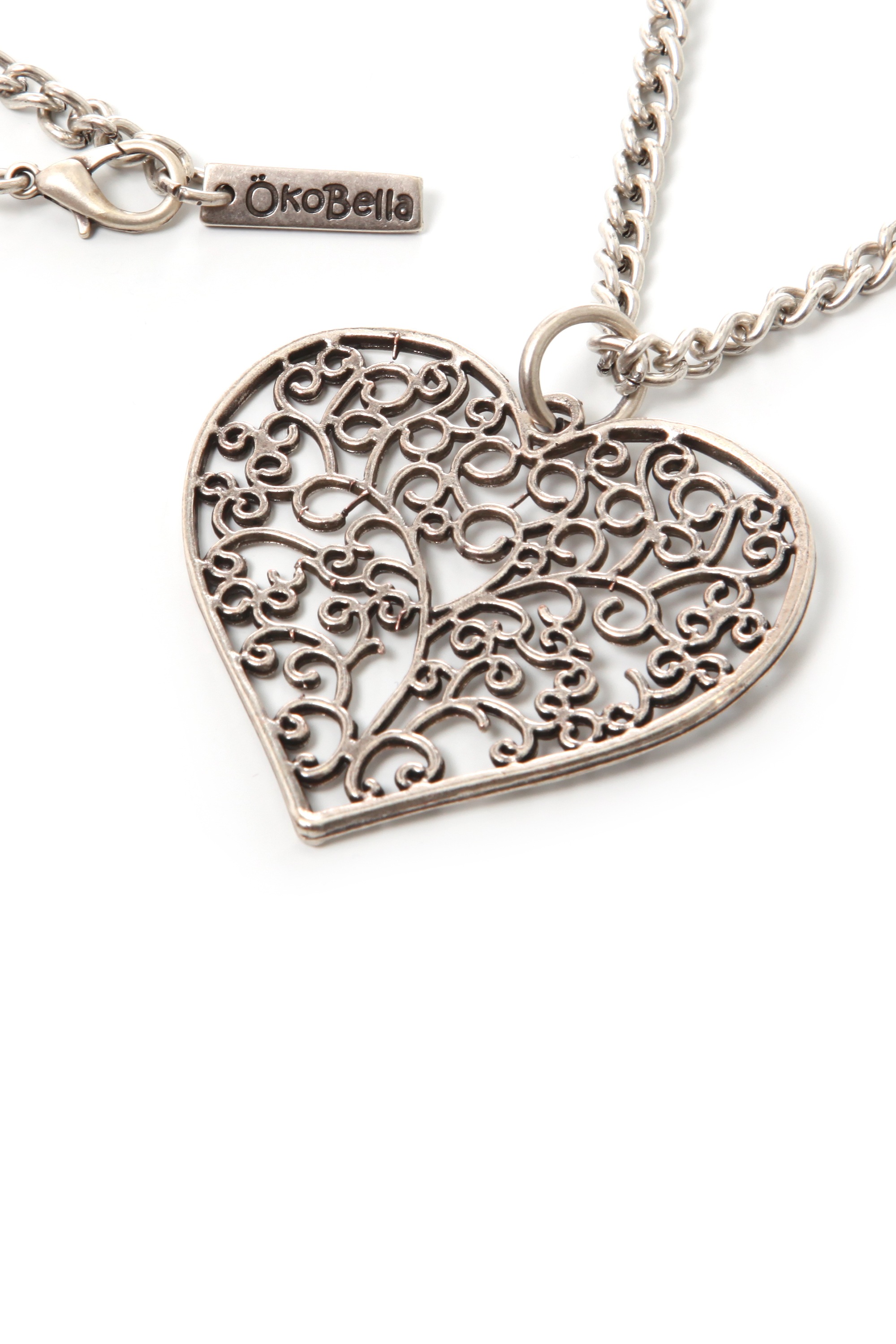 Thumbnail - ÖkoBella Lange Kette "Lare" mit Ornamentanhänger in Herzform