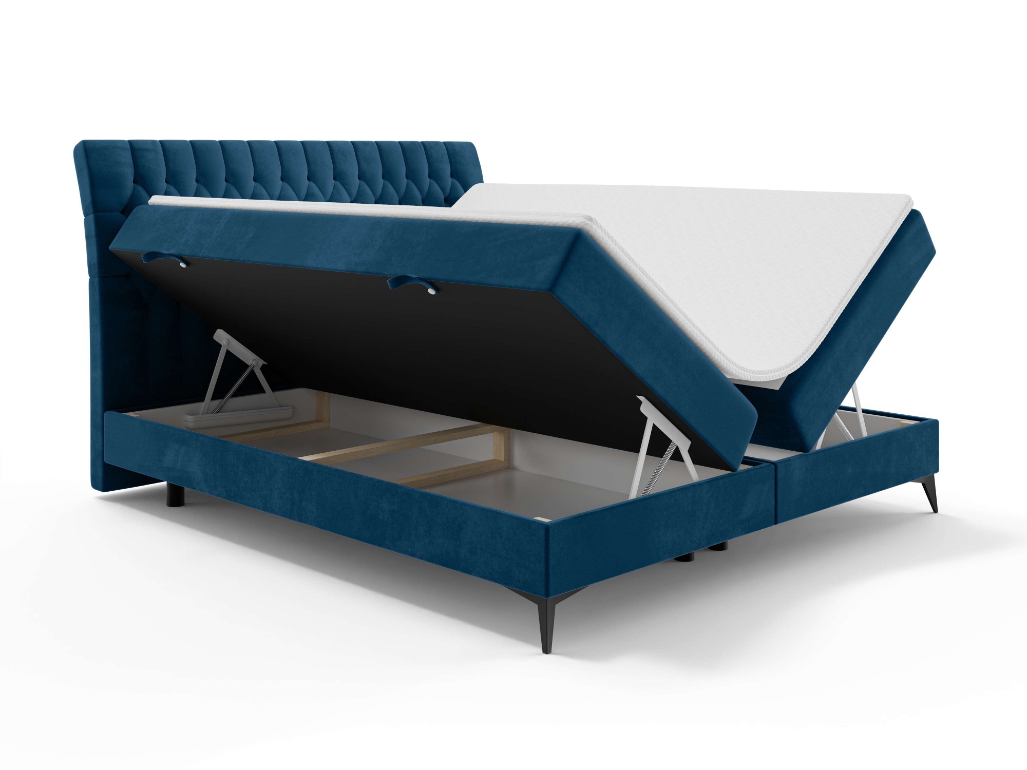 Leonique Polsterbett »SYDNEE mit Matratze und Topper, in 2 Breiten (160 und 180 cm)«, Boxspringbett mit Kopfteil, Bettkasten, Matratze (BFK/TFK) und Topper