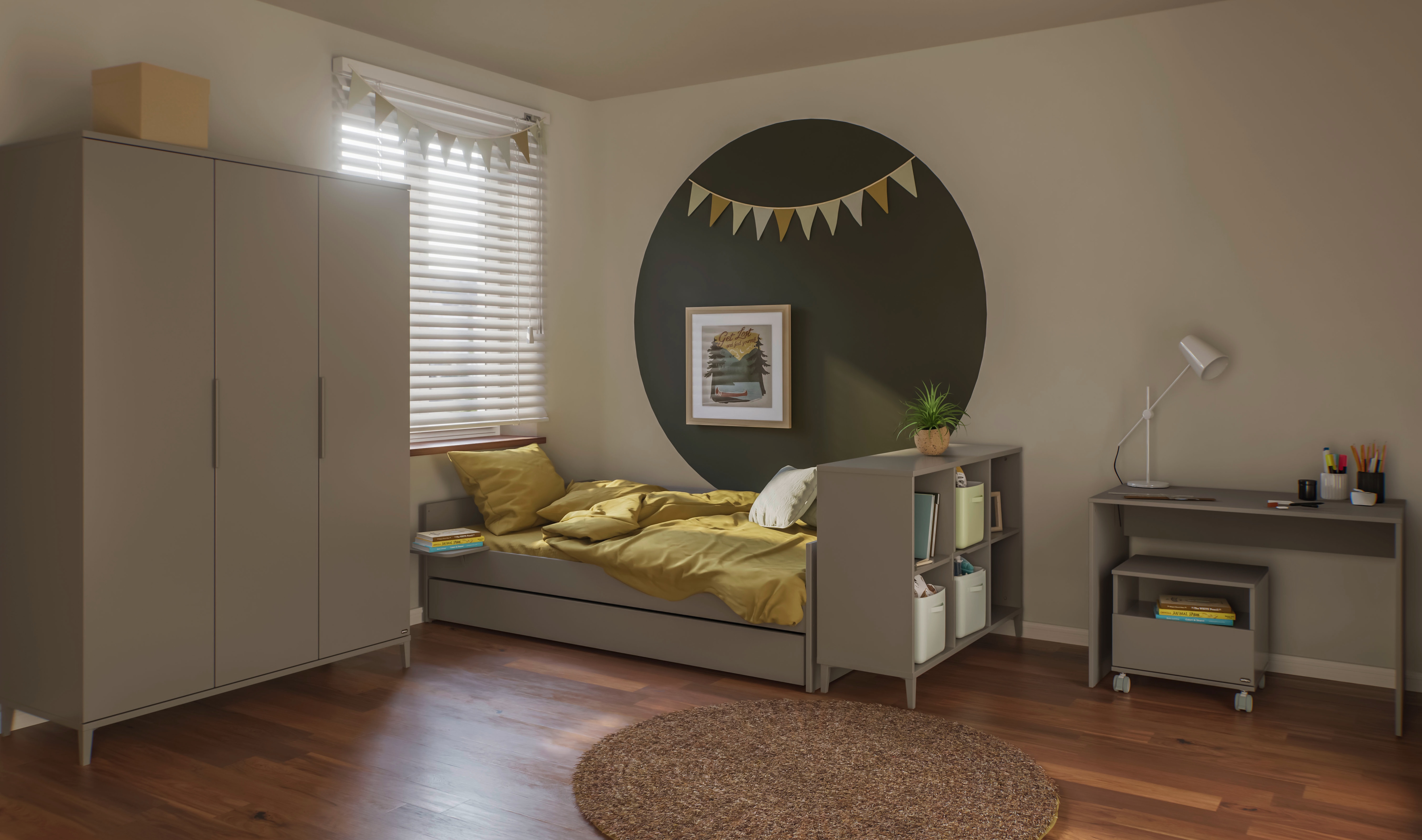 Ablageelement YUNY BY PAIDI, B:25cm H:12,2cm T:28cm, grau, Spanplatte, Regale, "BROTHER STU zur Erweiterung deiner Kojenliege", praktische