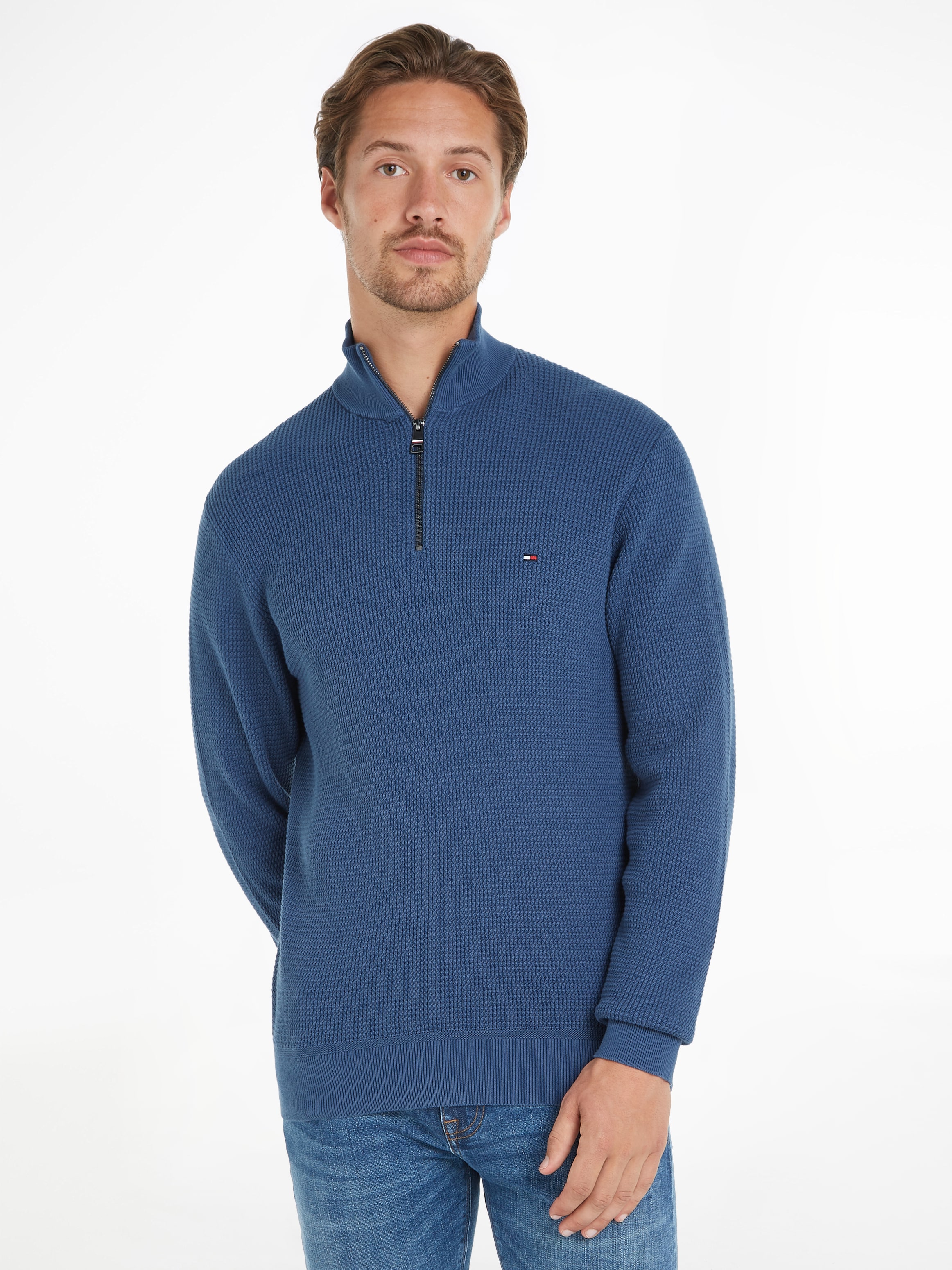 Tommy Hilfiger Strickpullover "REFINED STRUCTURE ZIP MOCK" günstig online kaufen