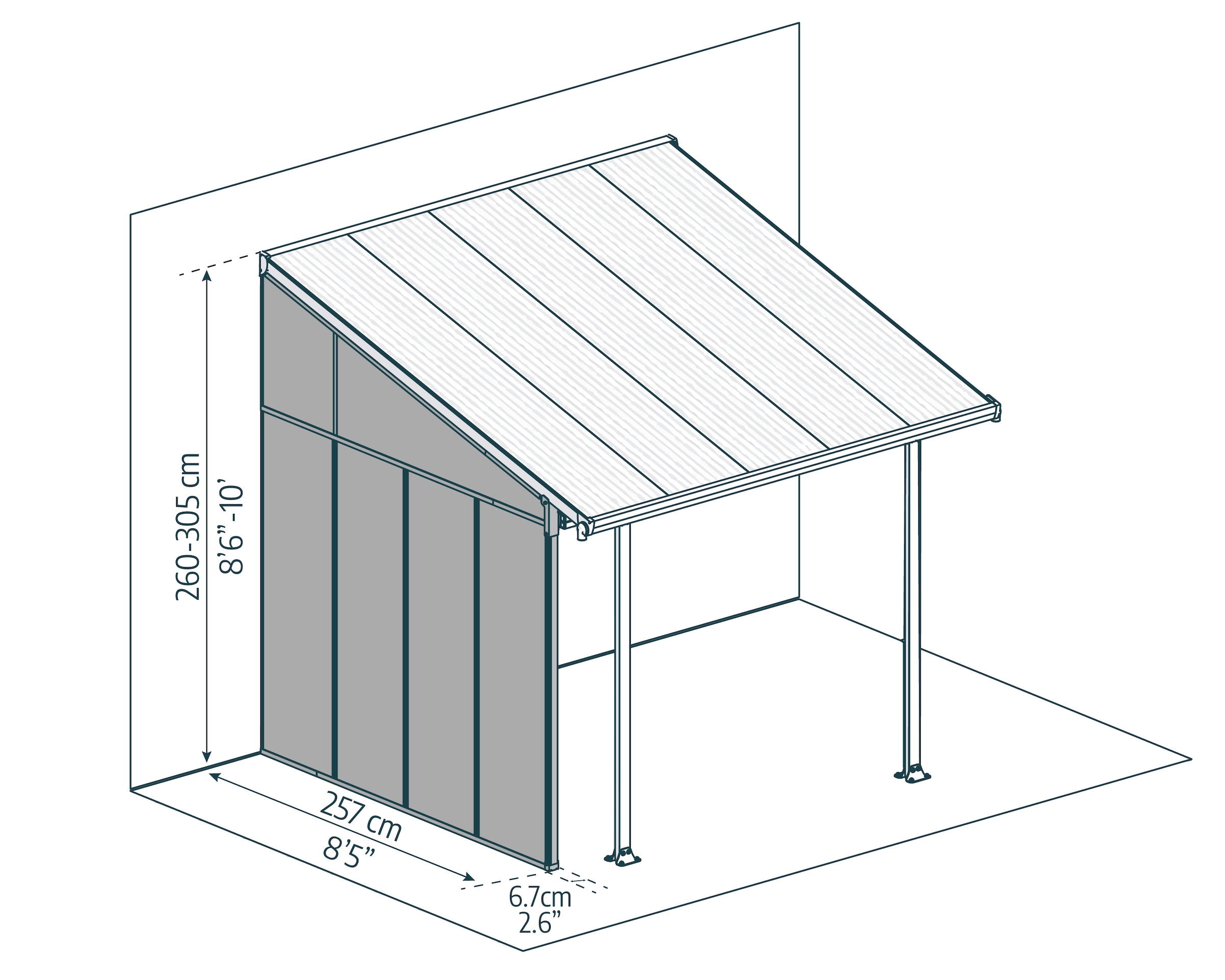 Palram - Canopia Terrassendach »mit pulverbeschichtetem Aluminiumrahmen«, einfache DIY Montage