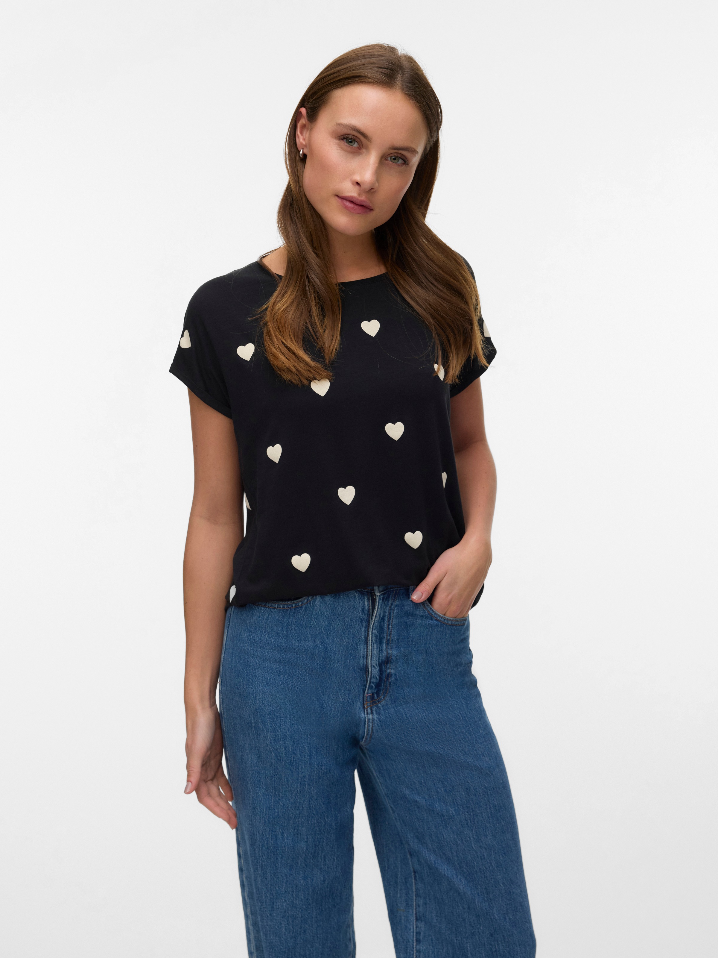 Vero Moda Kurzarmshirt "VMAVA SS TOP MULTI AOP NOOS" Materialmix, regular f günstig online kaufen