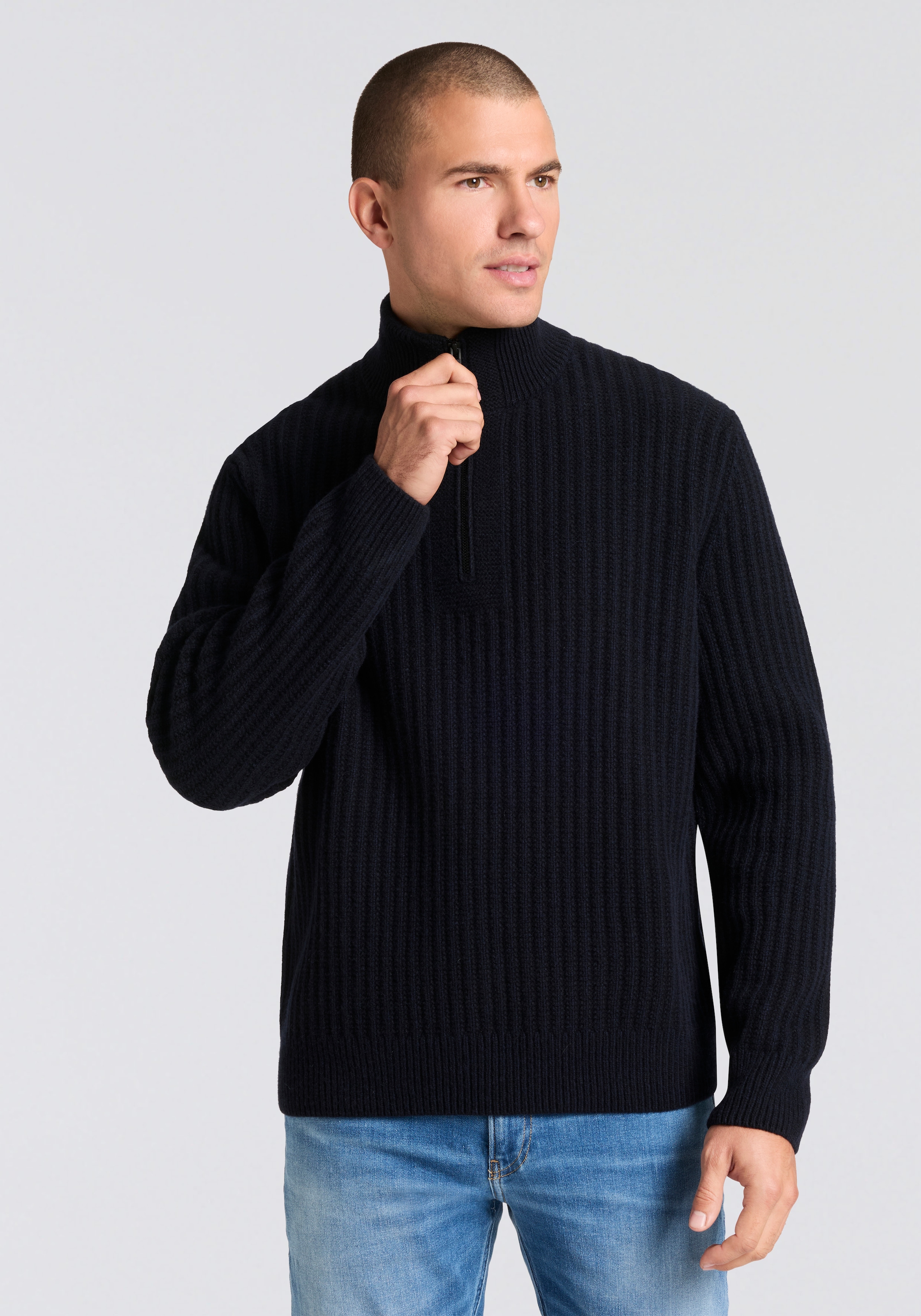 BOSS ORANGE Strickpullover "Kwinter", Troyer-Kragen, Rippstrick, relaxed fi günstig online kaufen