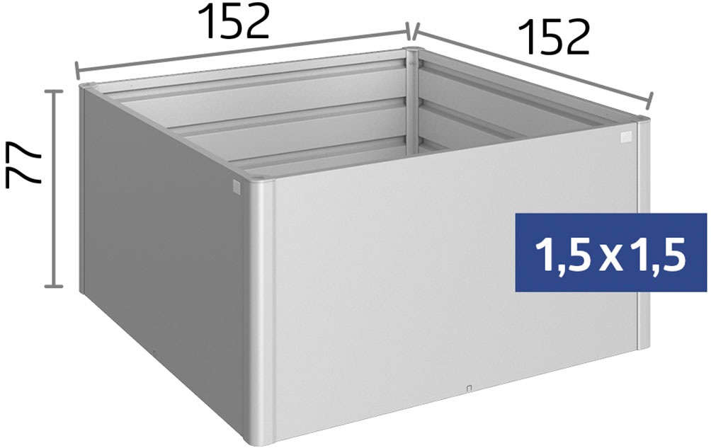 Biohort Hochbeet »1,5x1,5, verschiedene Farben« 152x152x77 cm, extrem langlebig, aus Metall