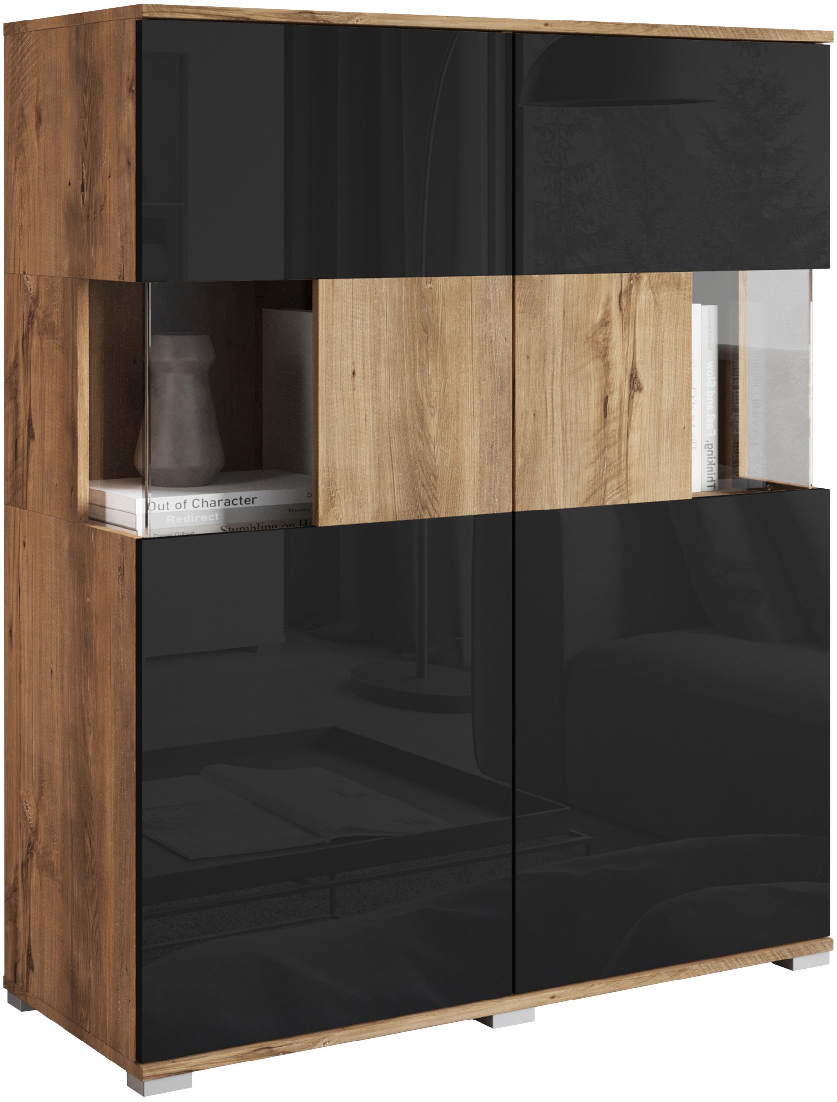 INOSIGN Highboard "Kenia", Modernes Highboard mit Glastüren, Breite 100 cm günstig online kaufen