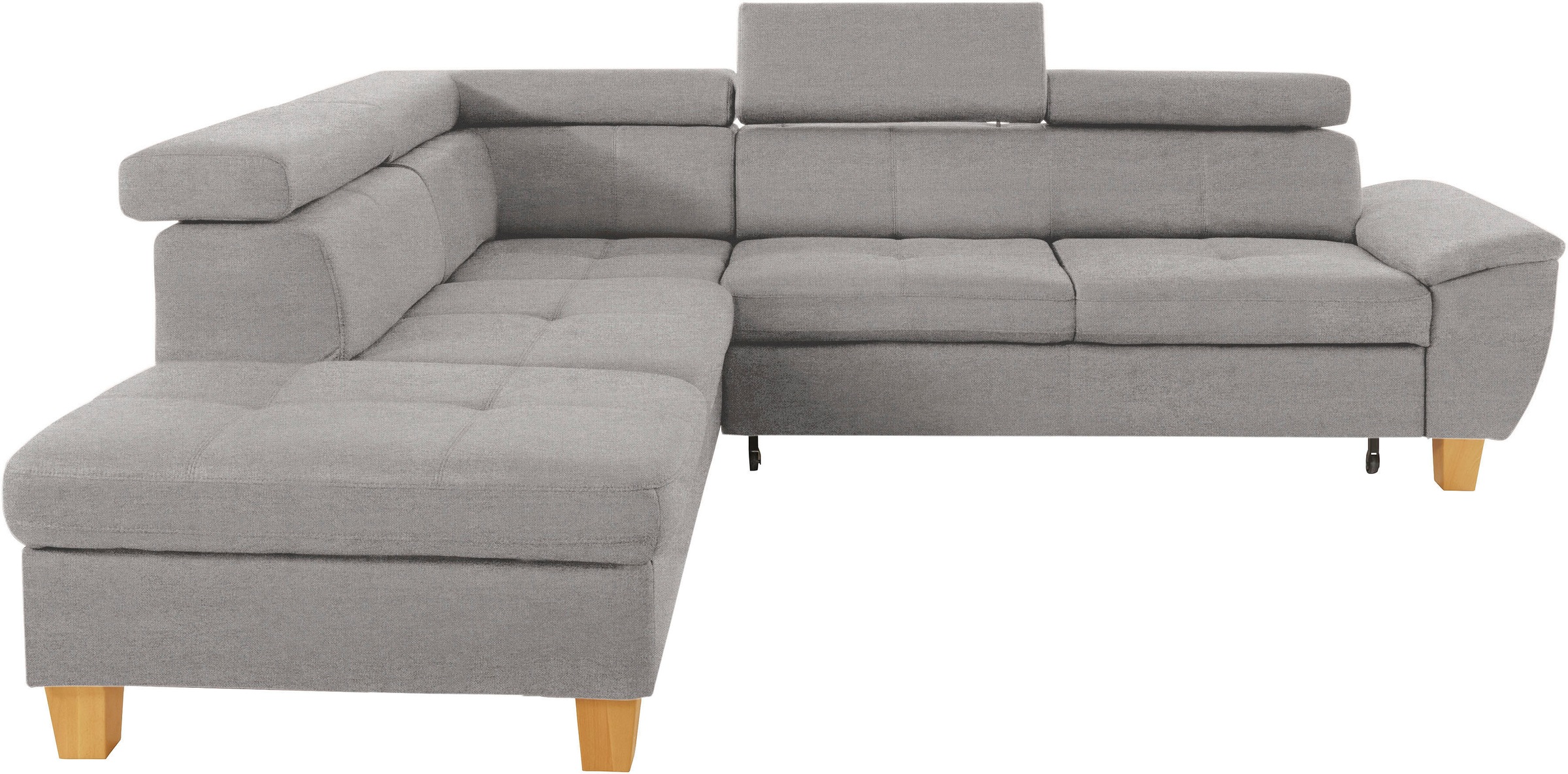 Ecksofa EXXPO - SOFA FASHION "Enya, hoher Sitzkomfort, Breite 266cm, bequem, 12cm hohe Füße, L-Form", silber, B:266cm H:79cm T:232cm, Luxus-Microfaser Vintageoptik (100% Polyester);Webvelours (92% Polyester, 8% Nylon), Sofas, Ecksofa, mit Kopfteilverstell 2