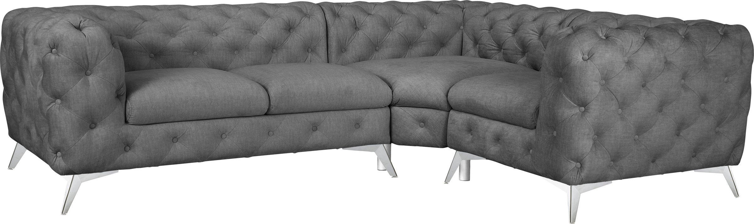 Thumbnail - Leonique Chesterfield-Sofa "Ecksofa GLYNIS L-Form mit Wellenunterfederung, Maße B/T/H 264/204/75cm" aufwändige Knopfheft...