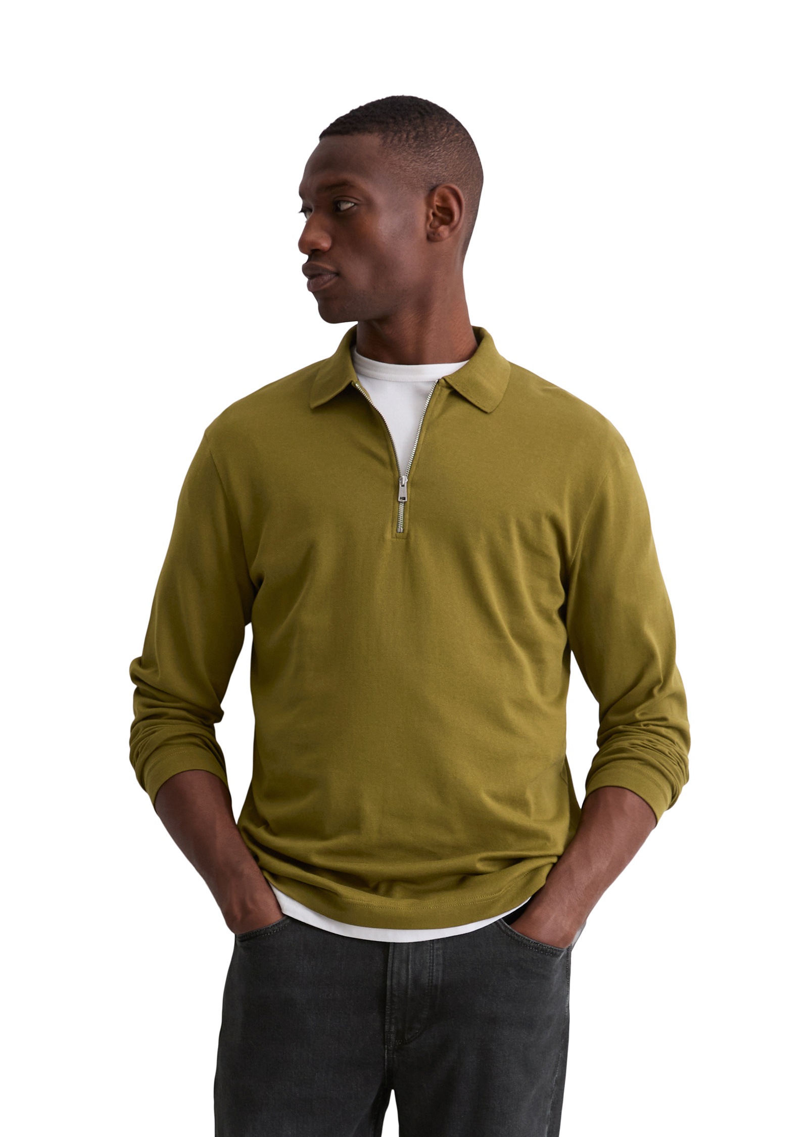 Marc OPolo Langarmshirt "mit Flachstrickkragen" günstig online kaufen