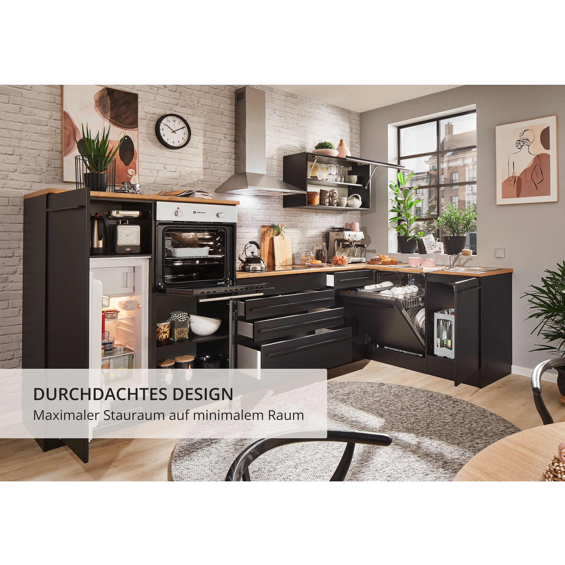 BASIC by Balculina Winkelküche »Jazz«, Stellbreite 320/175 cm, wahlweise mit E-Geräten