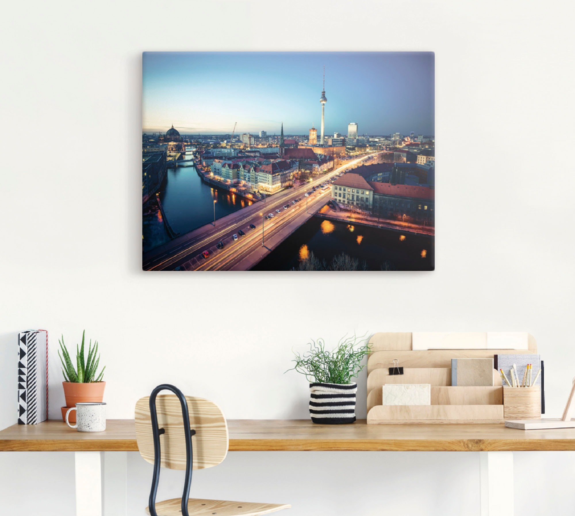 Artland Wandbild »Berlin Cityscape am Abend«, Deutschland, (1 St.), als Leinwandbild, Poster in verschied. Größen