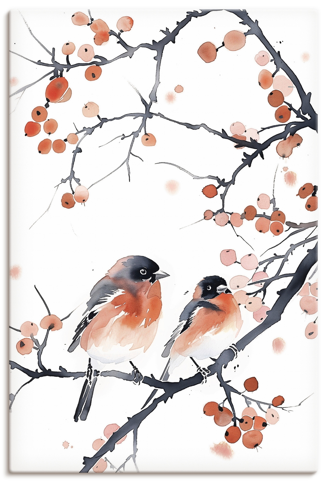 Wandbild ARTLAND "Aquarell Gimpel", farbe bild(er): rot, B:80cm H:120cm, Bilder, als Alubild, Leinwandbild, Poster, Wandaufkleber in verschied. Größen