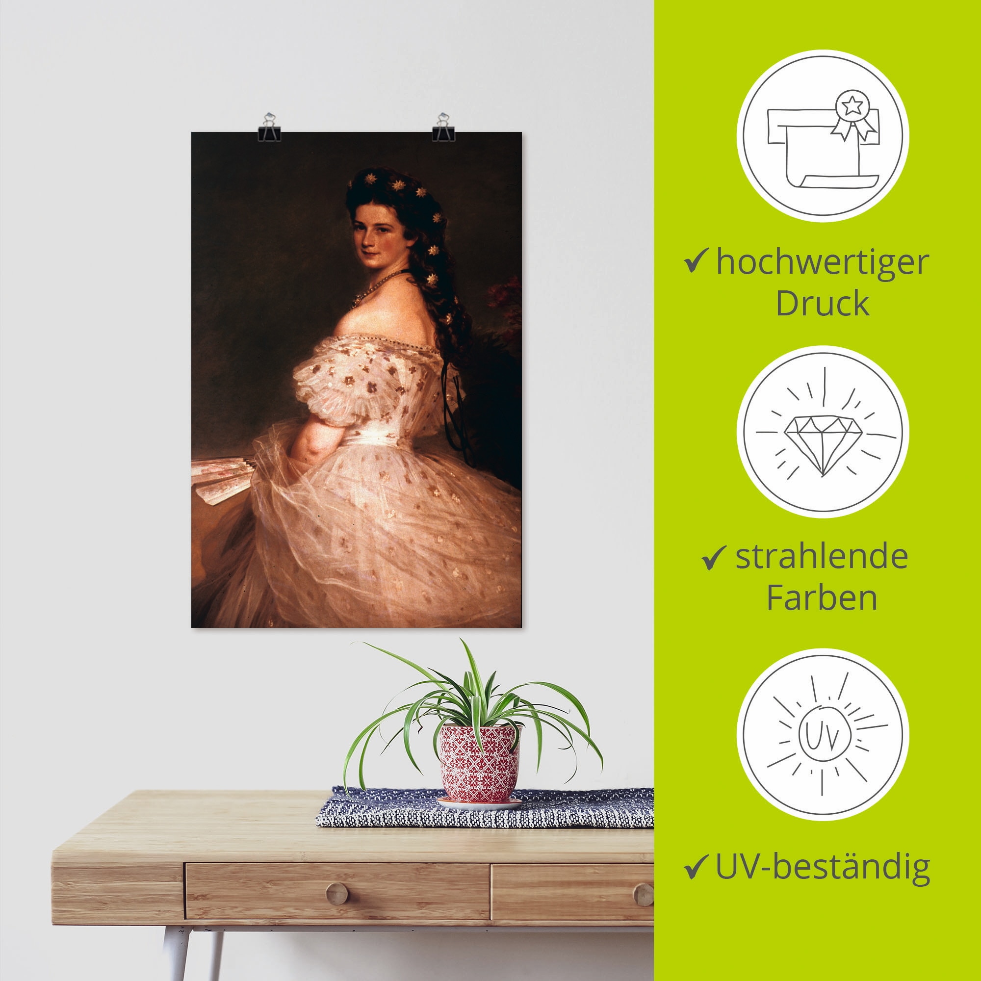 Artland Wandbild »Kaiserin Elisabeth von Österreich, 1865«, Menschen, (1 St.), als Leinwandbild, Poster in verschied. Größen