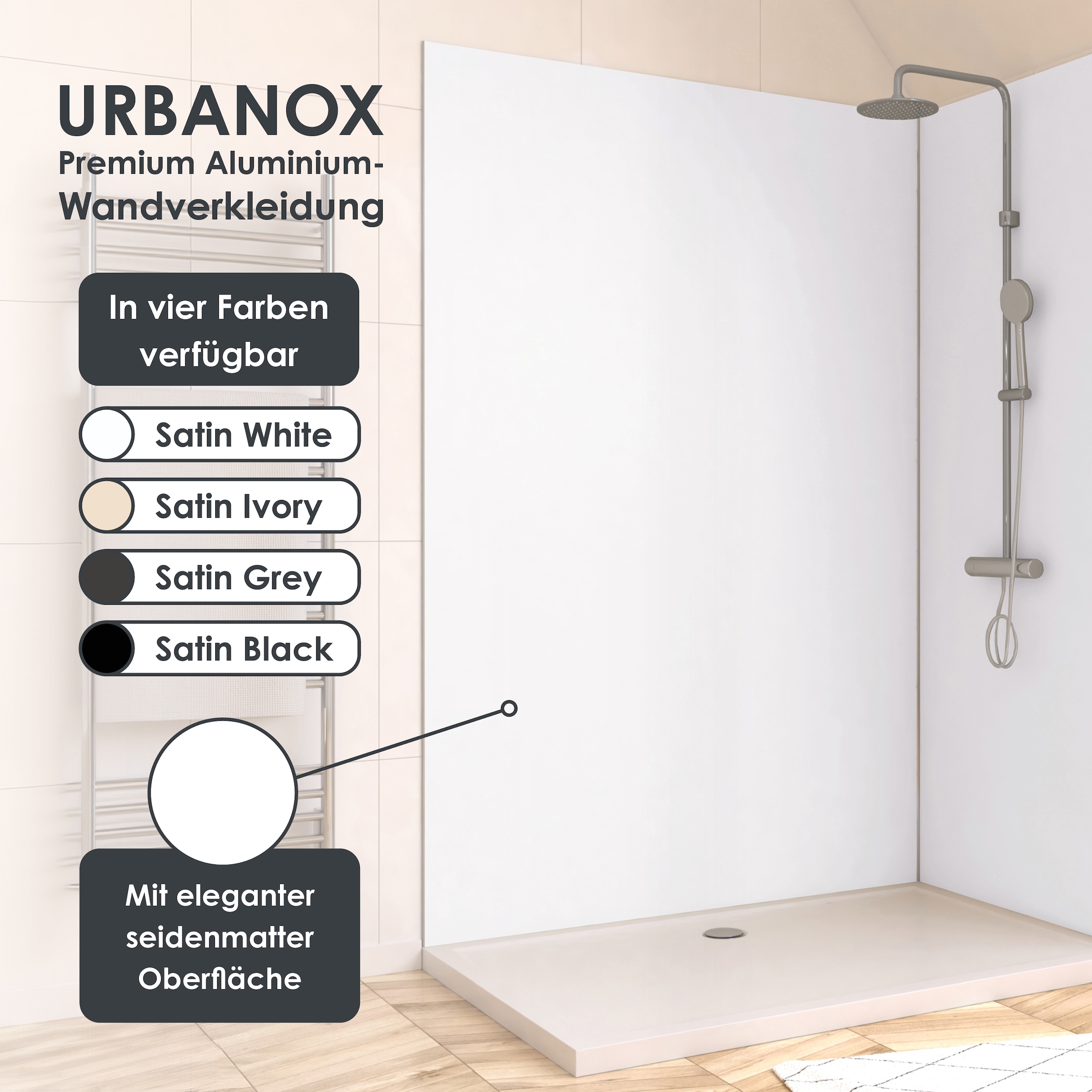 Marwell Duschrückwand »Urbanox«, (Set, 2 tlg.), Set bestehend aus: 1 Paneel 90 x 210 cm, 1 Paneel 120 x 210 cm
