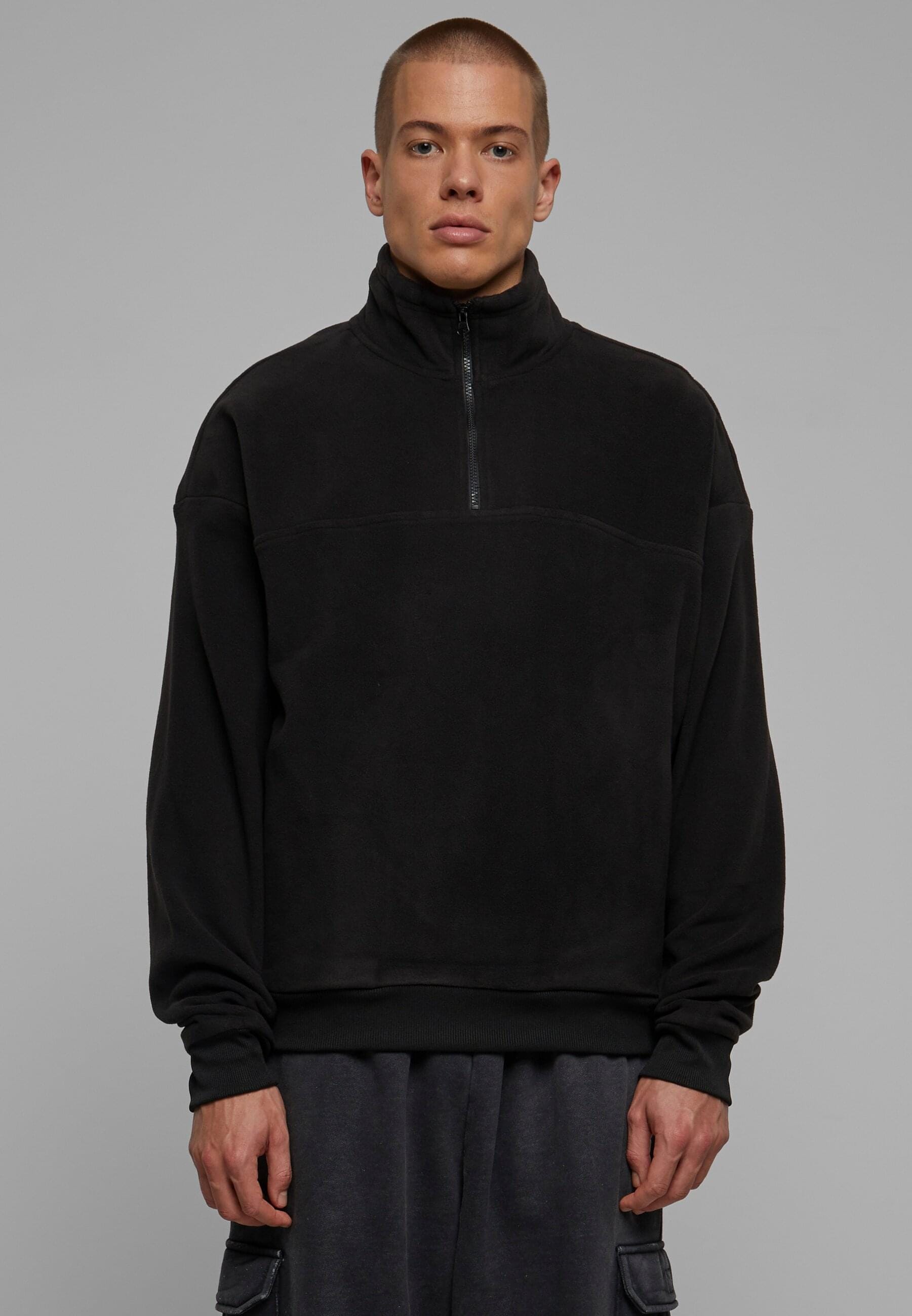 URBAN CLASSICS Rundhalspullover »Urban Classics Herren Basic Polar Fleece Troyer«, (1 tlg.)