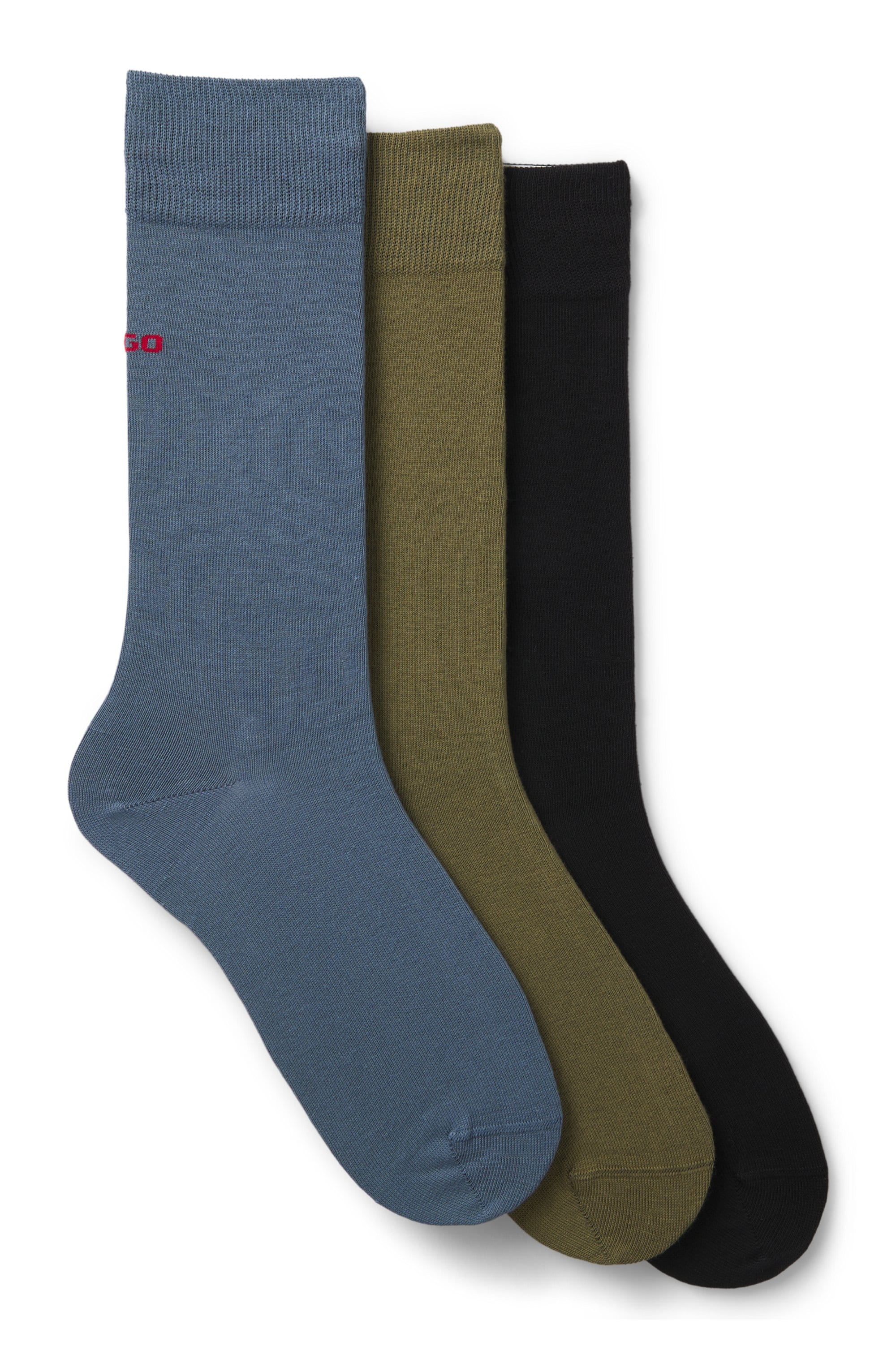 HUGO Underwear Businesssocken »3P RS UNI CC« Packung, 3 Paar tlg. mit kontrastfarbenen HUGO Logo-Schriftzug