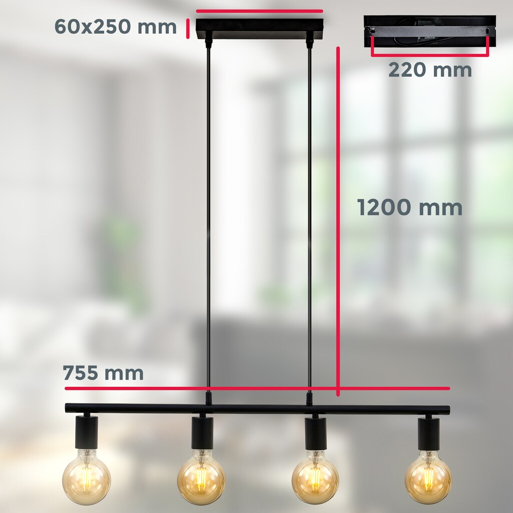 B.K.Licht LED Pendelleuchte »Nordic«, 4 flammig-flammig