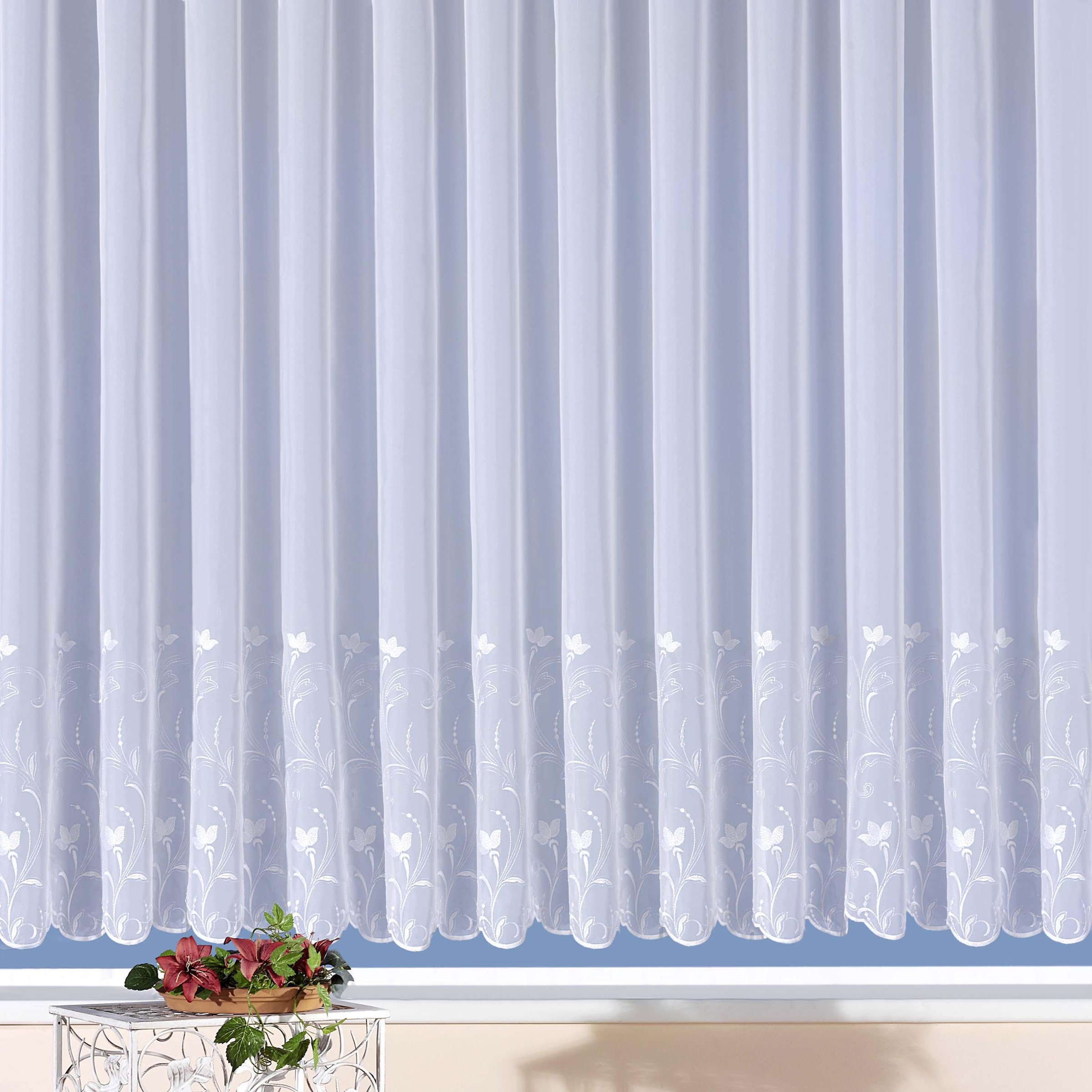 Weckbrodt Gardine "Turin" Kräuselband 1 Stk. tlg. echte Stickerei, Voile, h günstig online kaufen