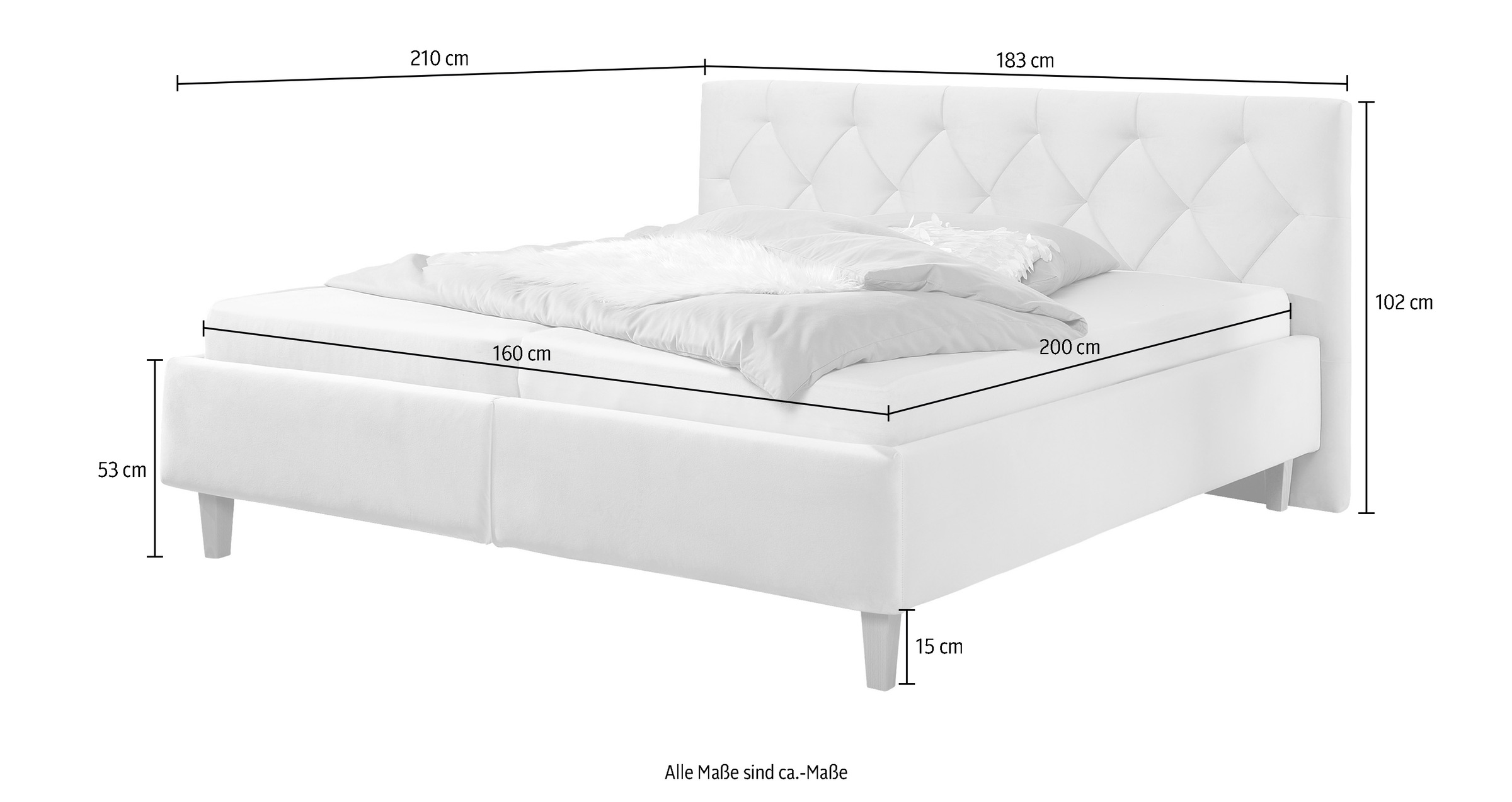 Guido Maria Kretschmer Home&Living Polsterbett »Sunley 100«, Kreuzsteppung, Kopfteilhöhe 102 cm, ohne oder mit Matratze/Lattenrost