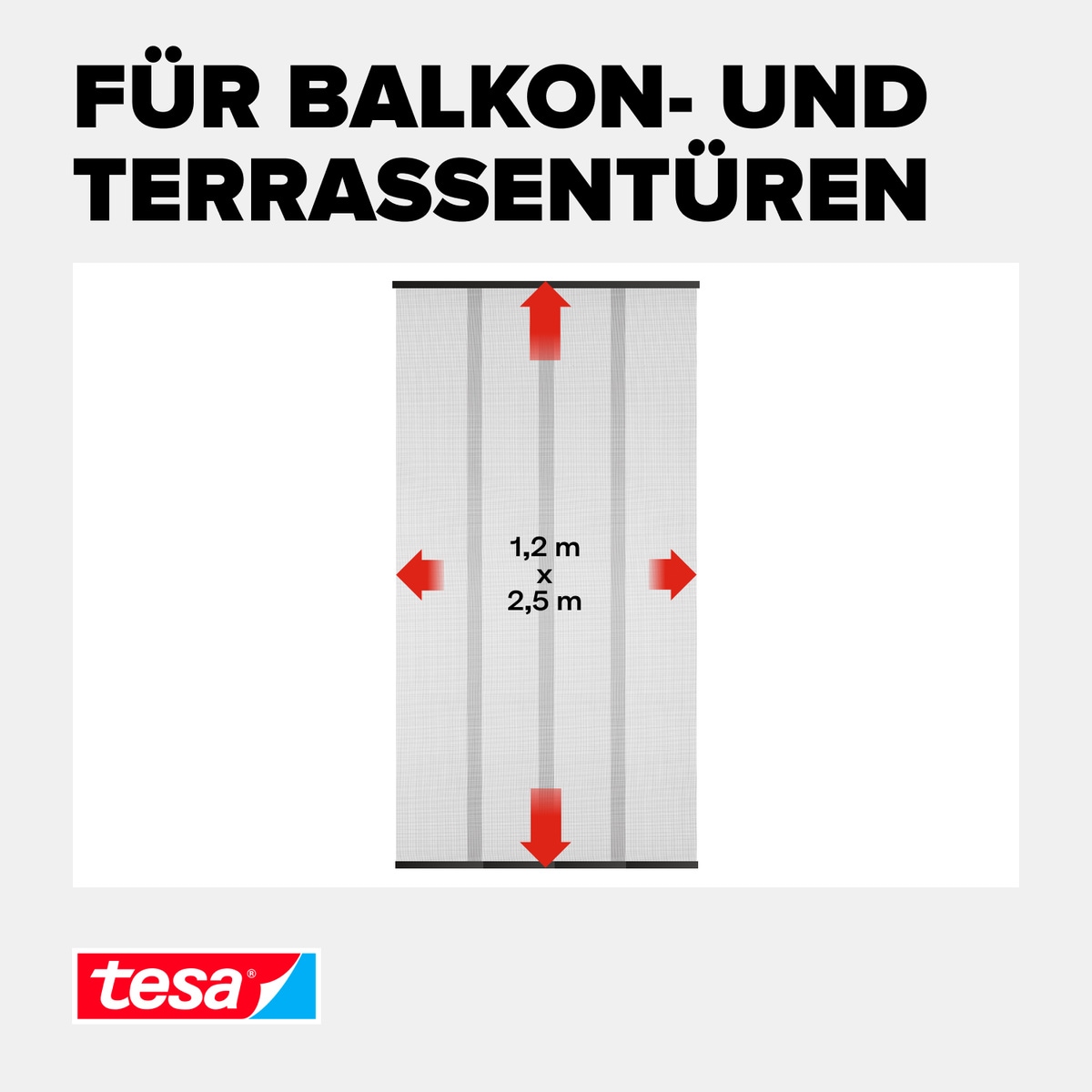 tesa Insektenschutz-Tür »Insect Stop Standard Fliegengitter für Türen - 1.20 m : 2.5 m«, Lamellentür für Balkon & Terrasse - schwarz / anthrazit