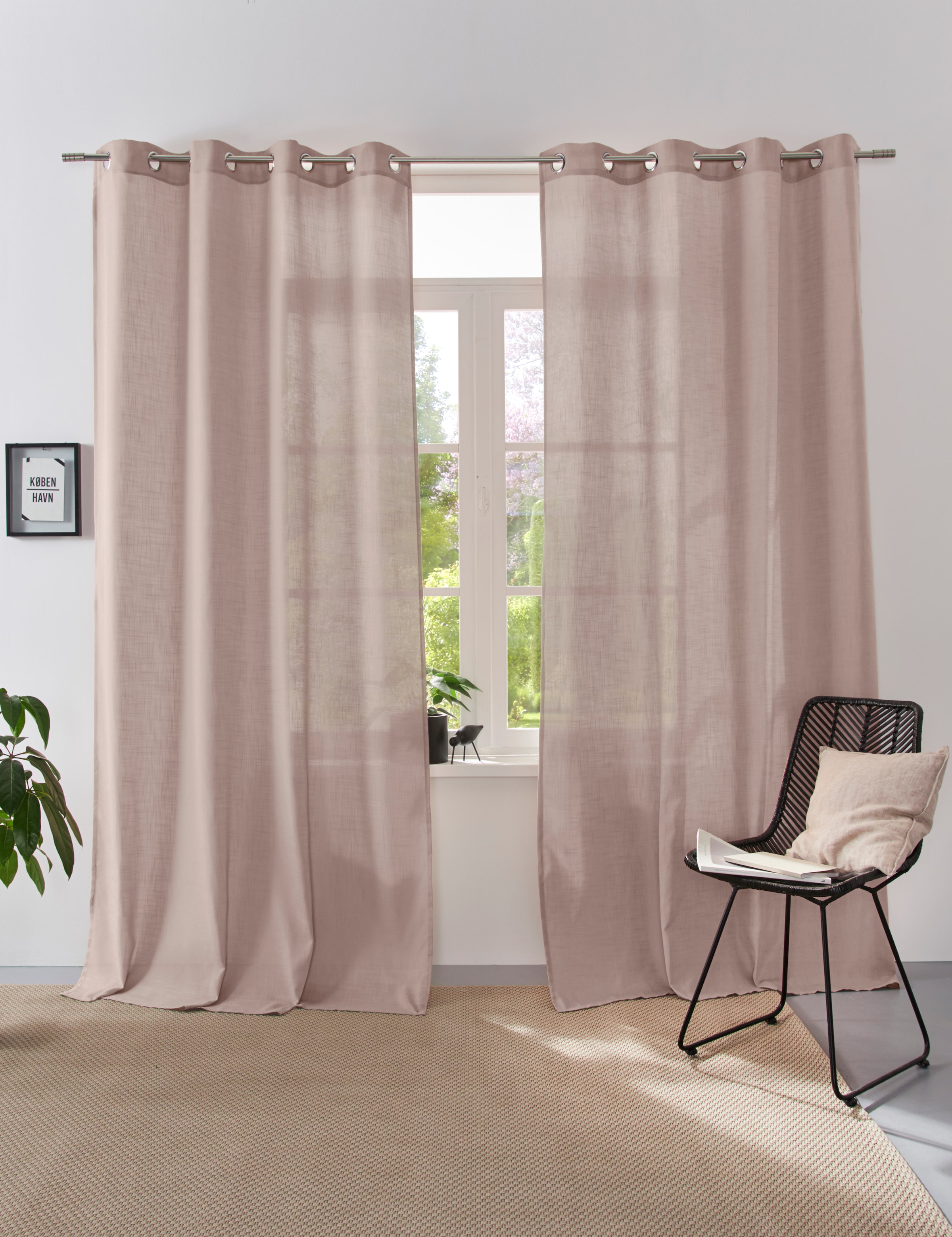 Home affaire Collection Vorhang "Linsdorf" Ösen 1 Stk. tlg. Leinenstruktur, günstig online kaufen