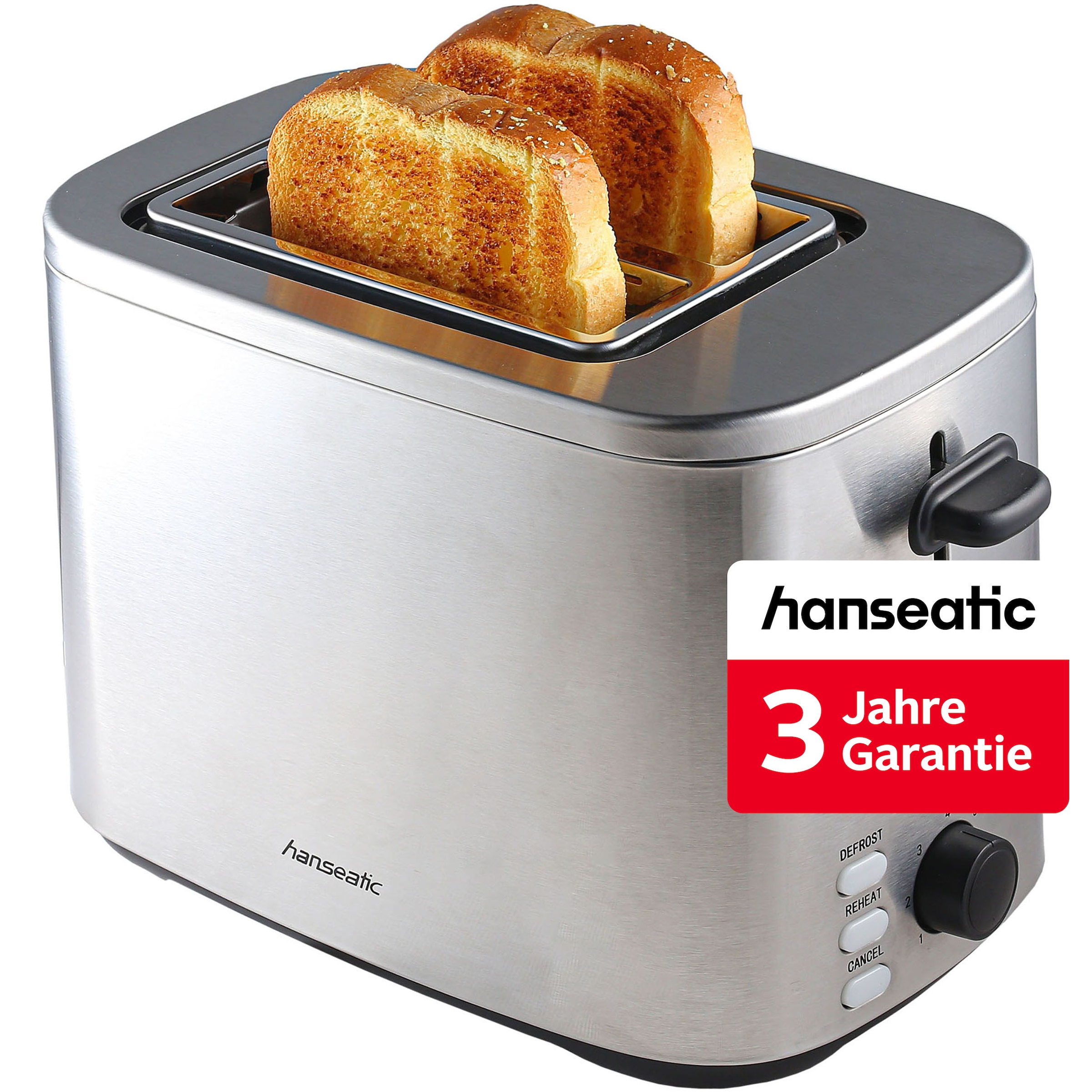 HANSEATIC Toaster "HT8007SD", silber, B:17cm H:19cm T:28cm, Toaster, inkl. 3 Jahre Herstellergarantie - Einheitsgröße