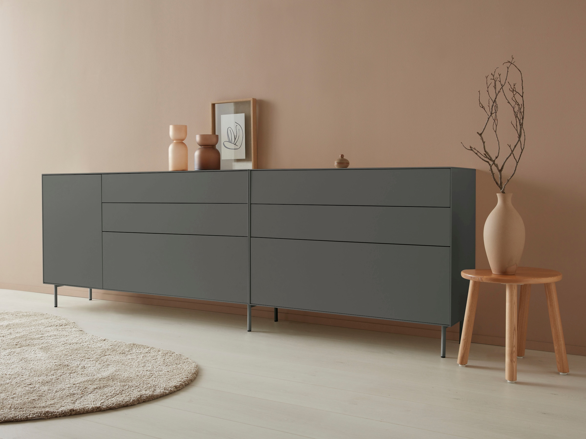 LeGer Home by Lena Gercke Sideboard "Essentials", (2 St.), Breite: 279cm, MDF lackiert, Push-to-open-Funktion