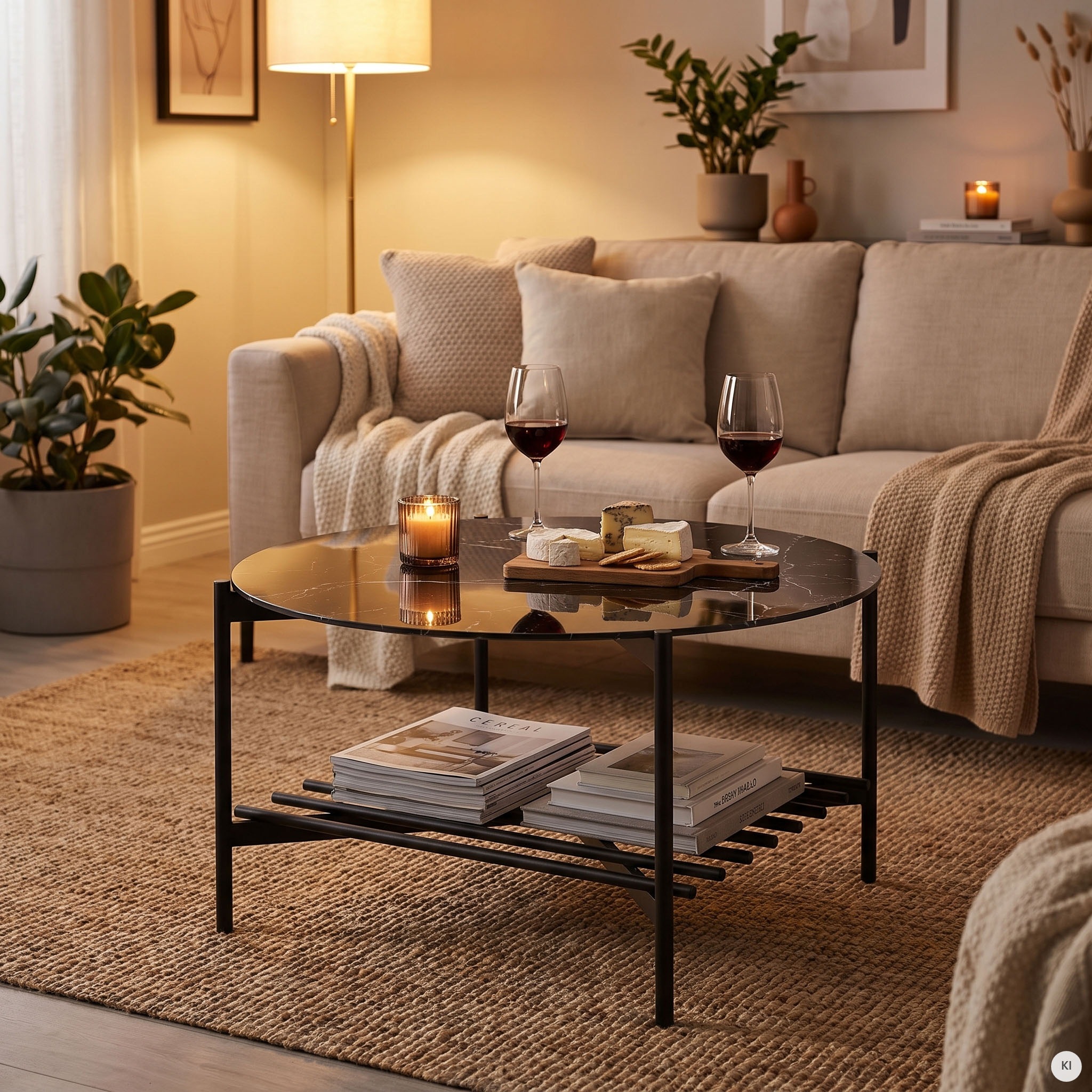 SalesFever Couchtisch »Coffeetable Wohnzimmertisch im minimalistischen Stil« 1 Stk. tlg. Glasplatte in Marmoroptik
