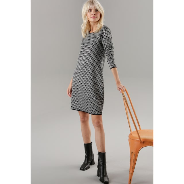 Aniston SELECTED Jerseykleid, mit schwarzen Abschlüssen und Allover-Muster  - NEUE KOLLEKTION bestellen | BAUR