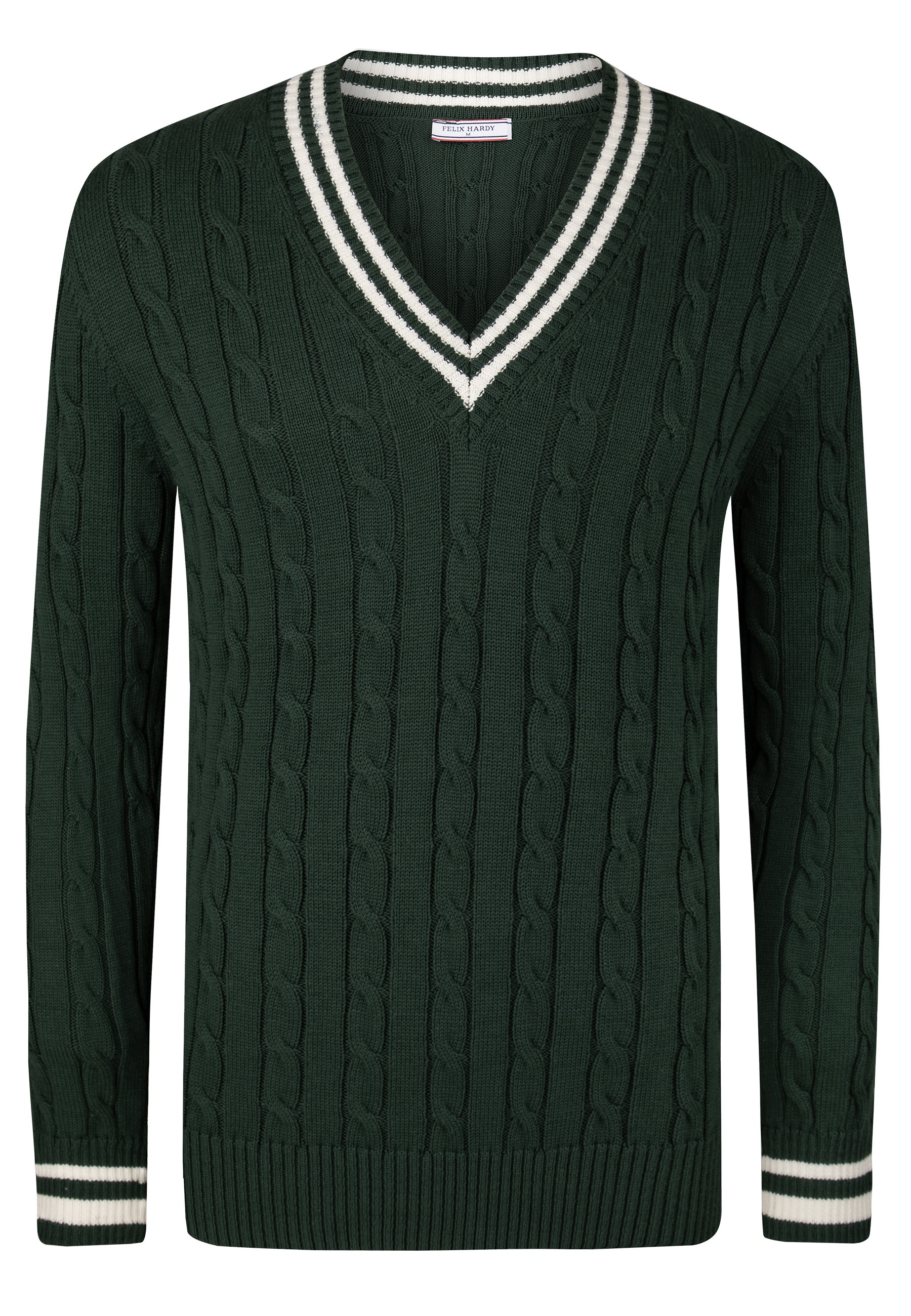 Felix Hardy V-Ausschnitt-Pullover »Basic-Pullover mit V-Ausschnitt und Zopfmuster«