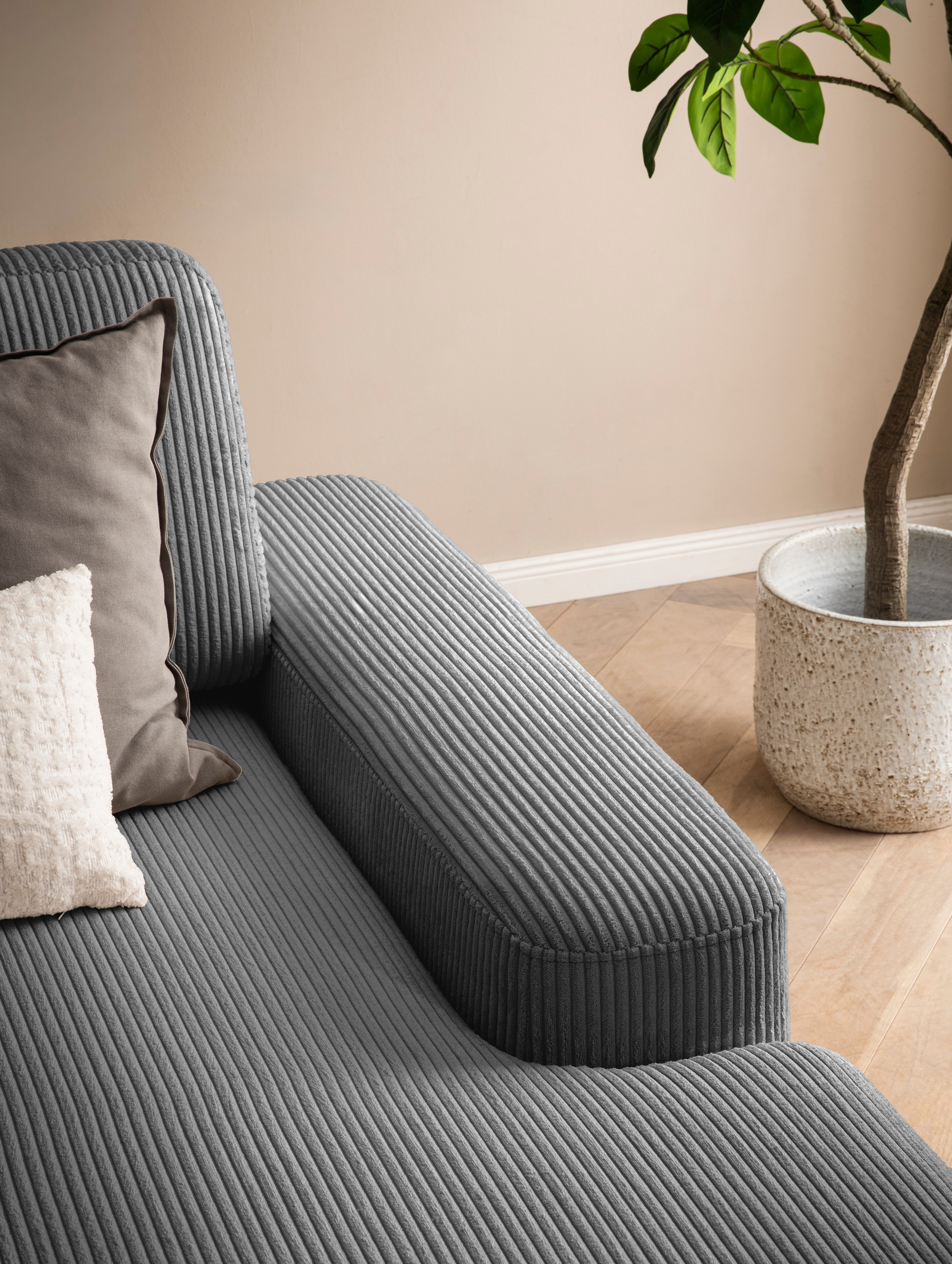 Home affaire Ecksofa »TORGE (264cm), Schlafsofa in Cord, Samtvelours o Struktur fein, L-Form« Schlaffunktion, Bettkasten, Liegefläche: 125/210 cm