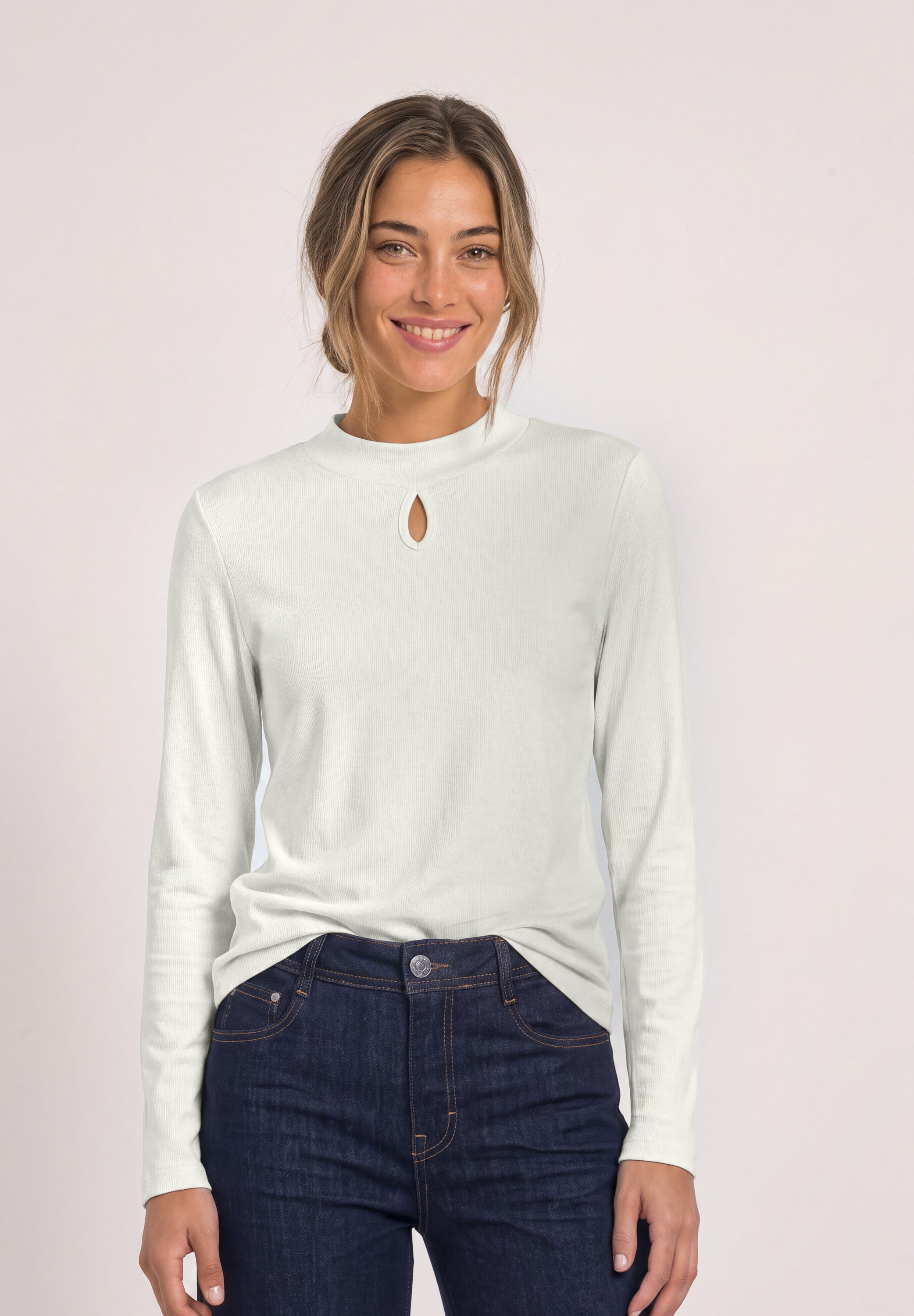 STREET ONE Langarmshirt mit Stehkragen