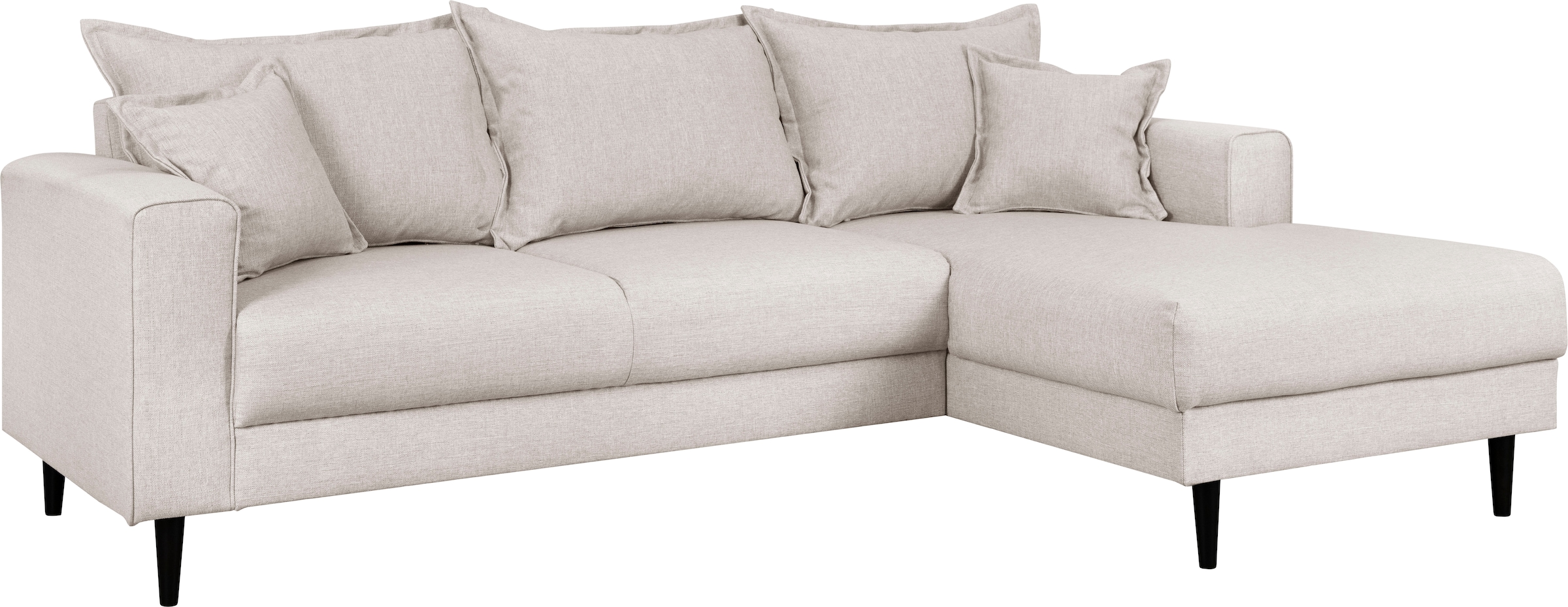 Home affaire Ecksofa »VEYRAS L-Form, hoher Sitzkomfort, Maße B/T/H: 230/150/76 cm«, mit Wellenunterfederung, incl. Rückenkissen und Zierkissen